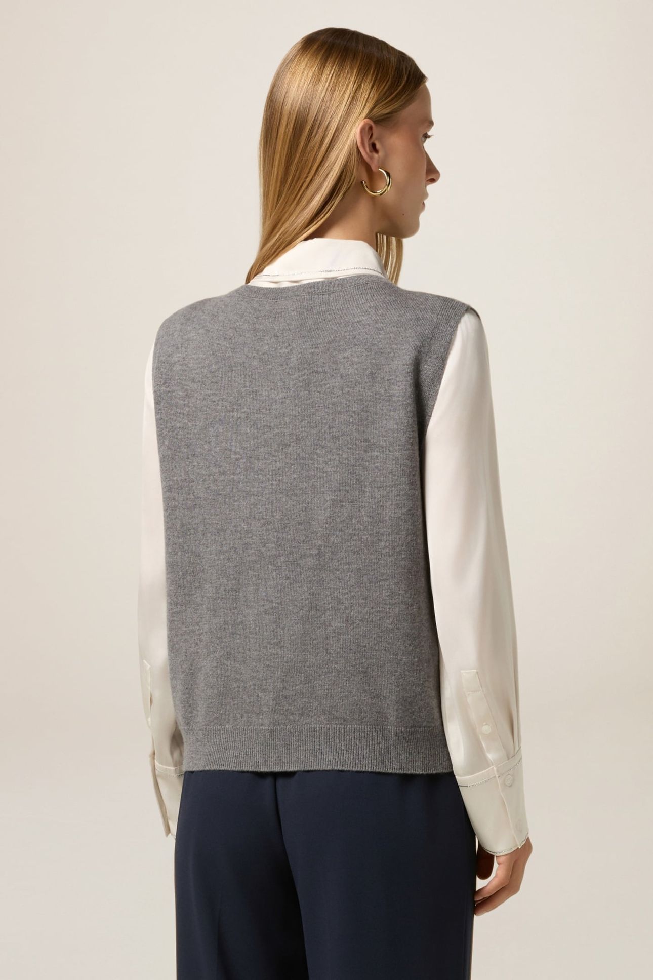 WOOL AND CASHMERE CARDIGAN WITH BUTTONS GREY 5