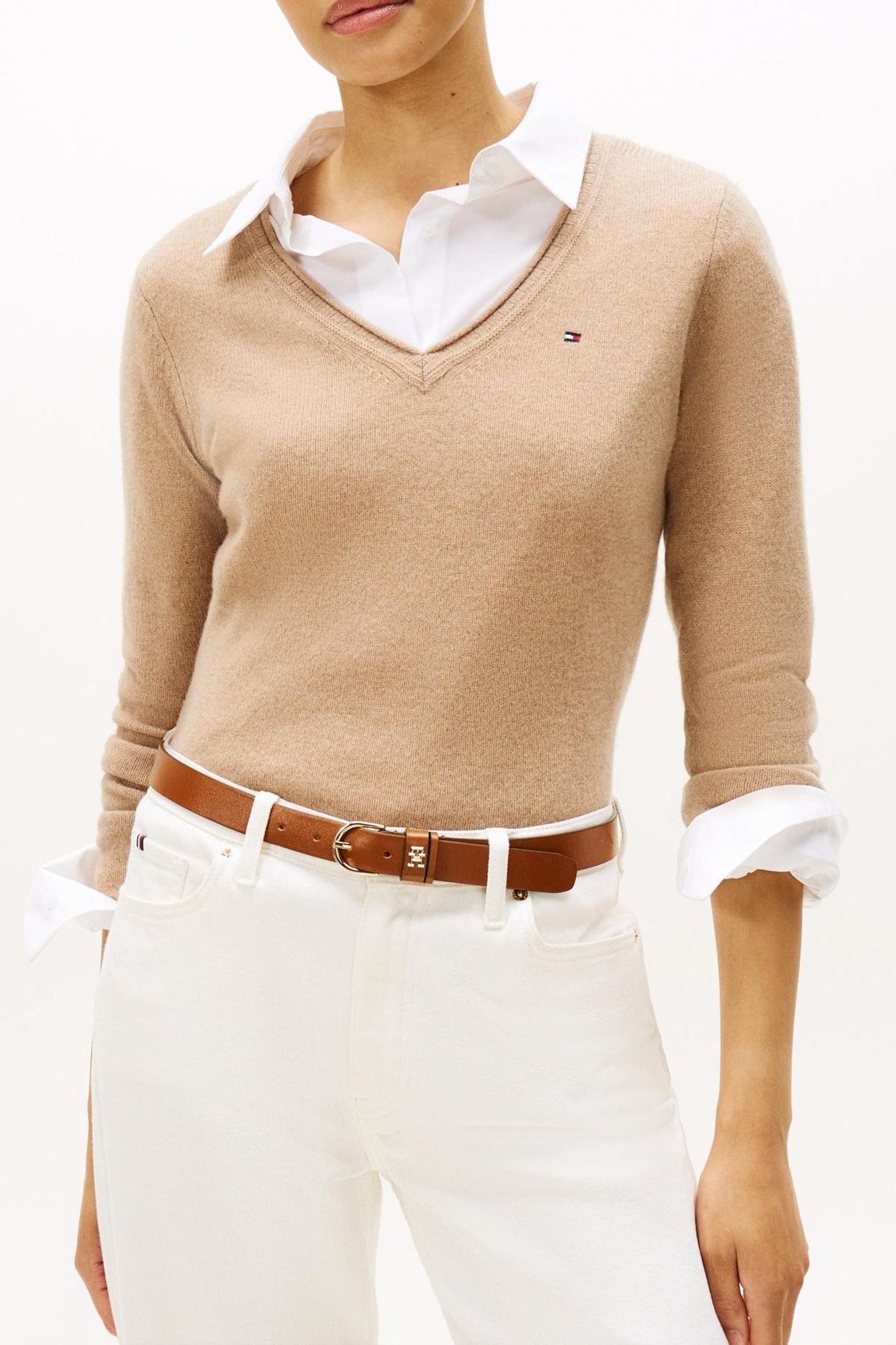 SOFT WOOL V-NECK LOOSE SWEATER SAFARI CANVAS HEATHER 1