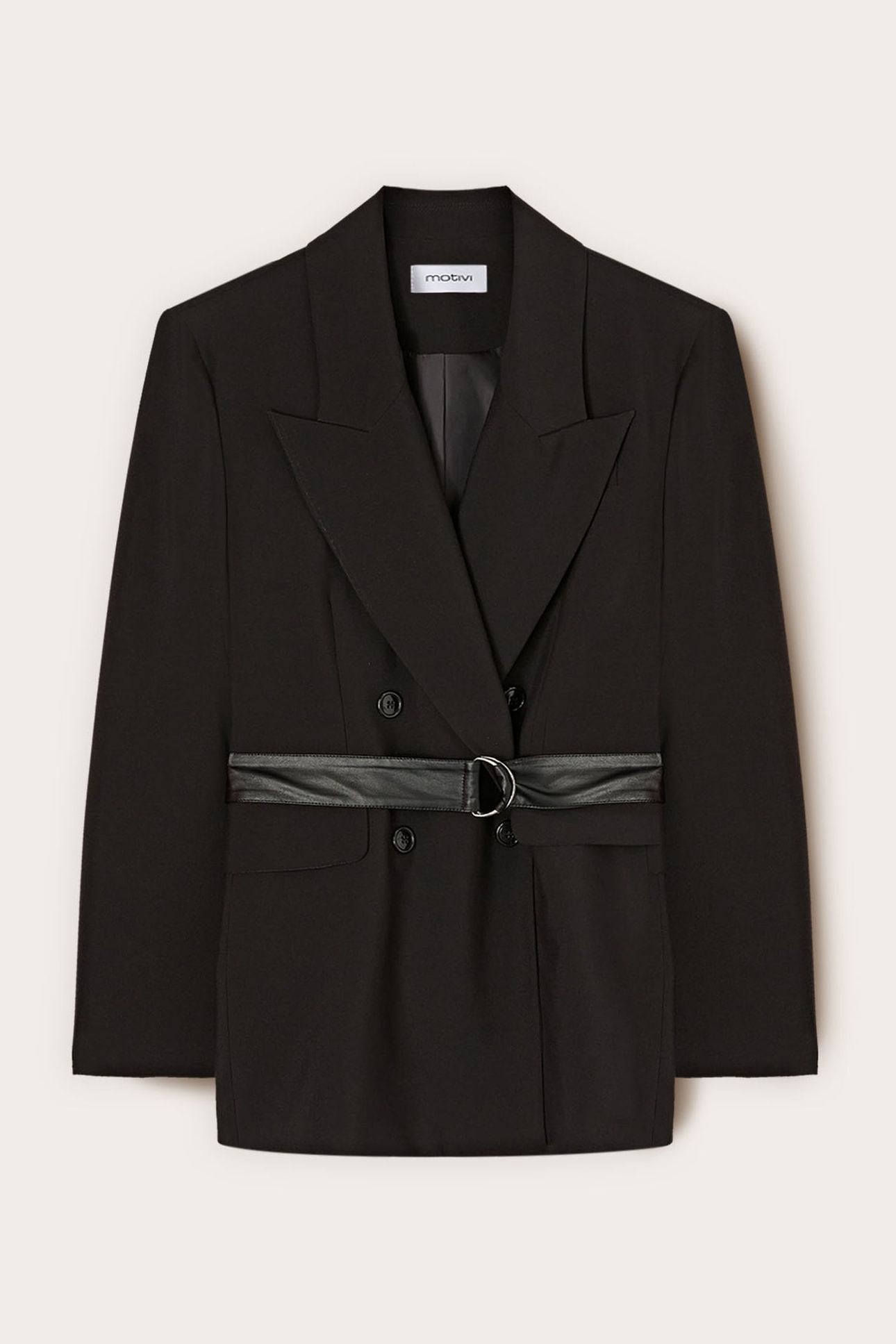 DOUBLE-BREASTED BLAZER WITH BELT BLACK 4