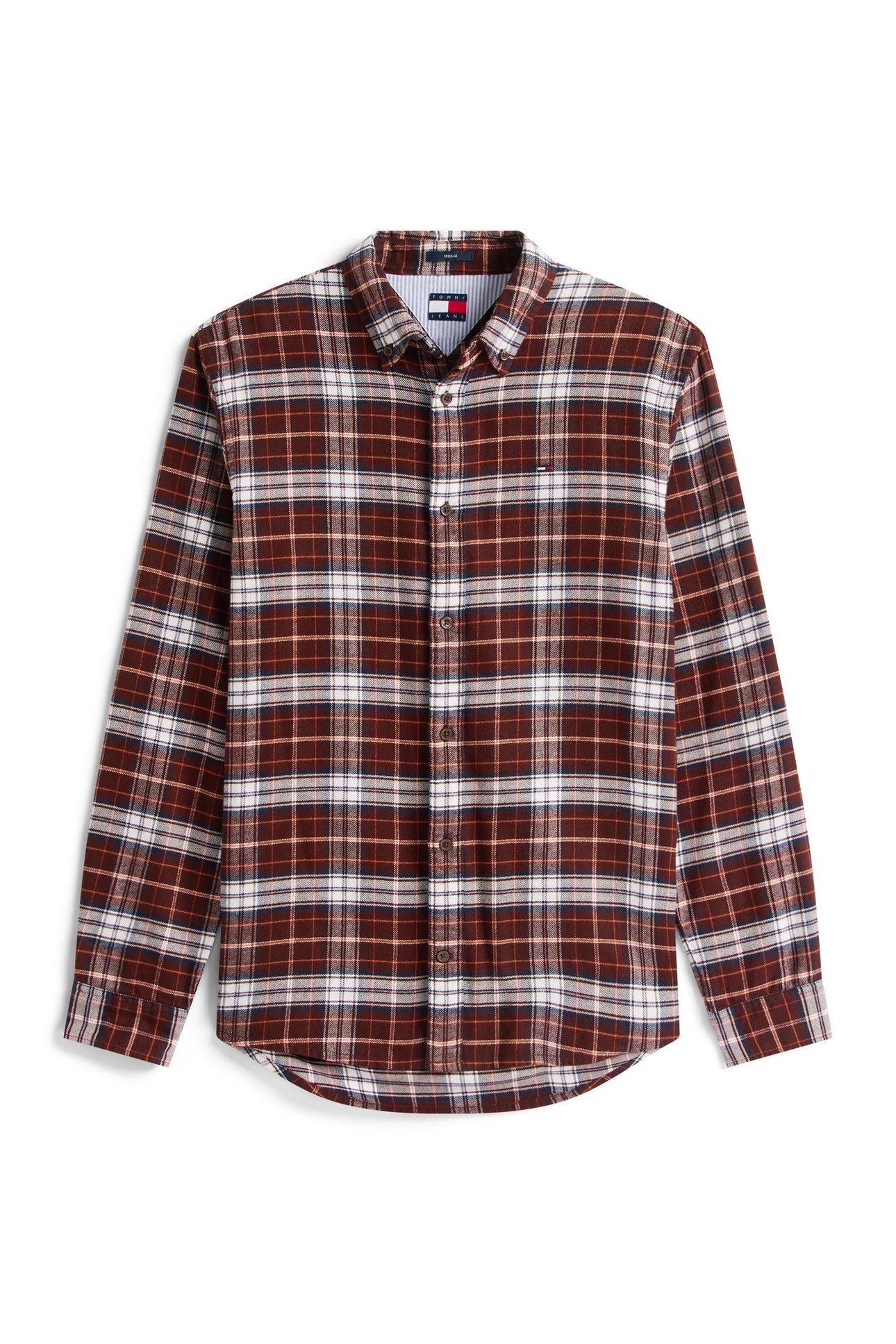 TJM REG FLANNEL CHECKED SHIRT RICH BROWN/BIG CHECK 4