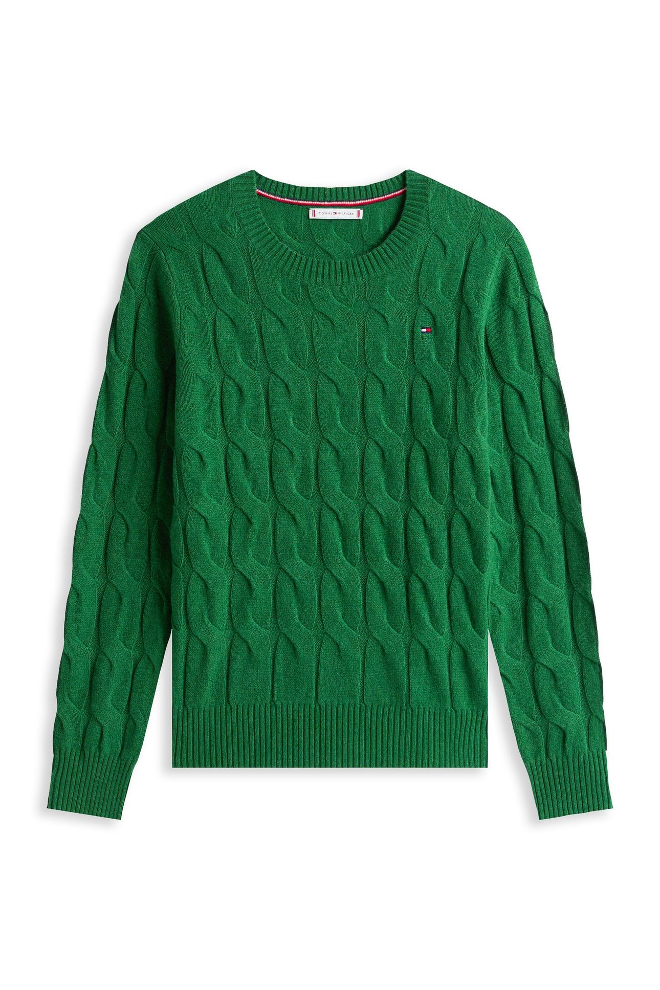 SOFT WOOL CABLE C-NECK DEEP EVERGREEN 4