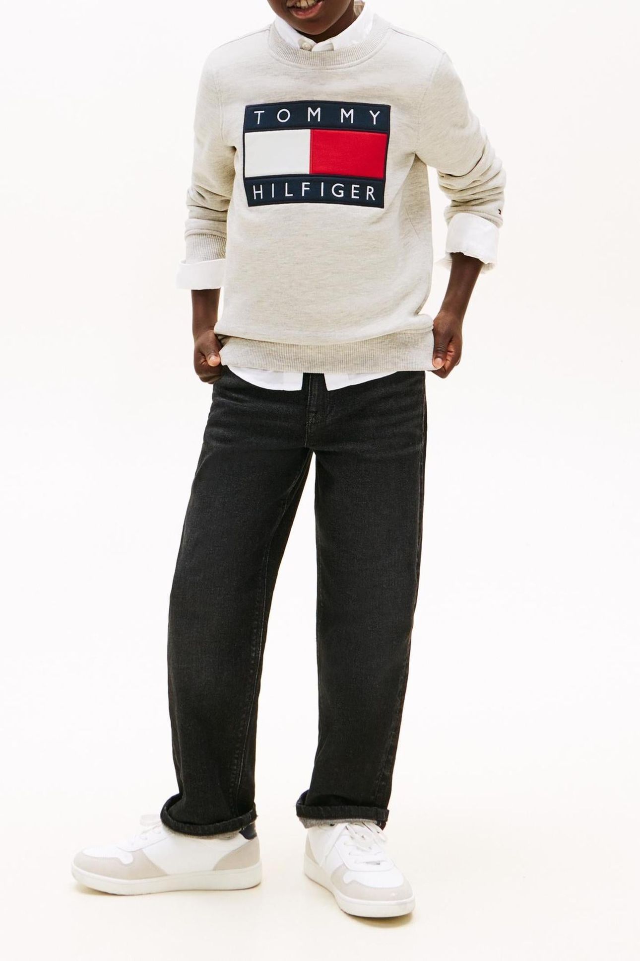 UNISEX HERITAGE FLAG SWEATSHIRT LIGHT GREY HEATHER 2