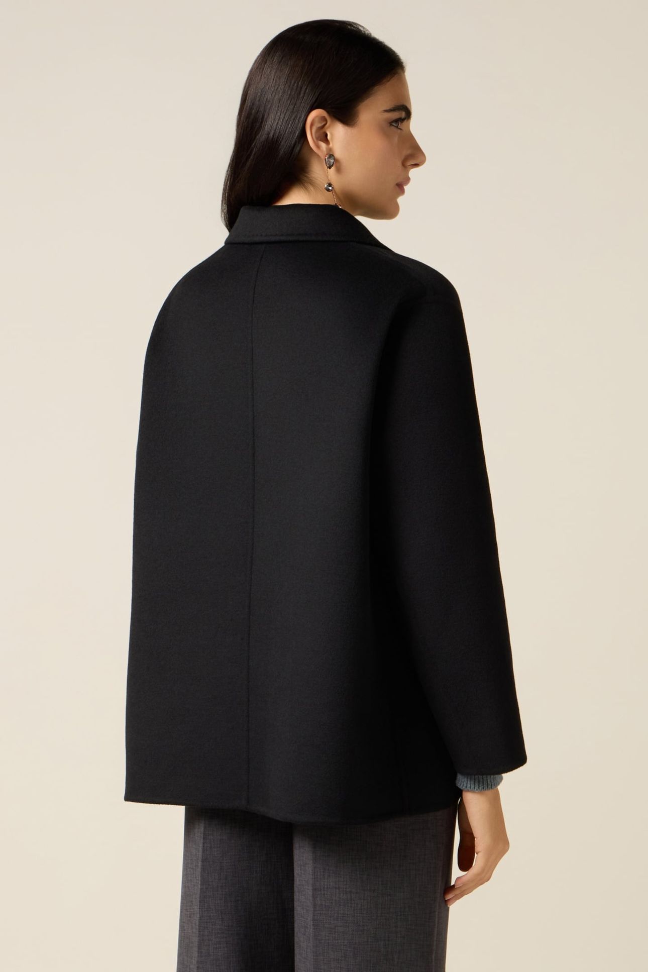 UNSTRUCTURED MIXED WOOL JACKET WITH PINS BLACK 2