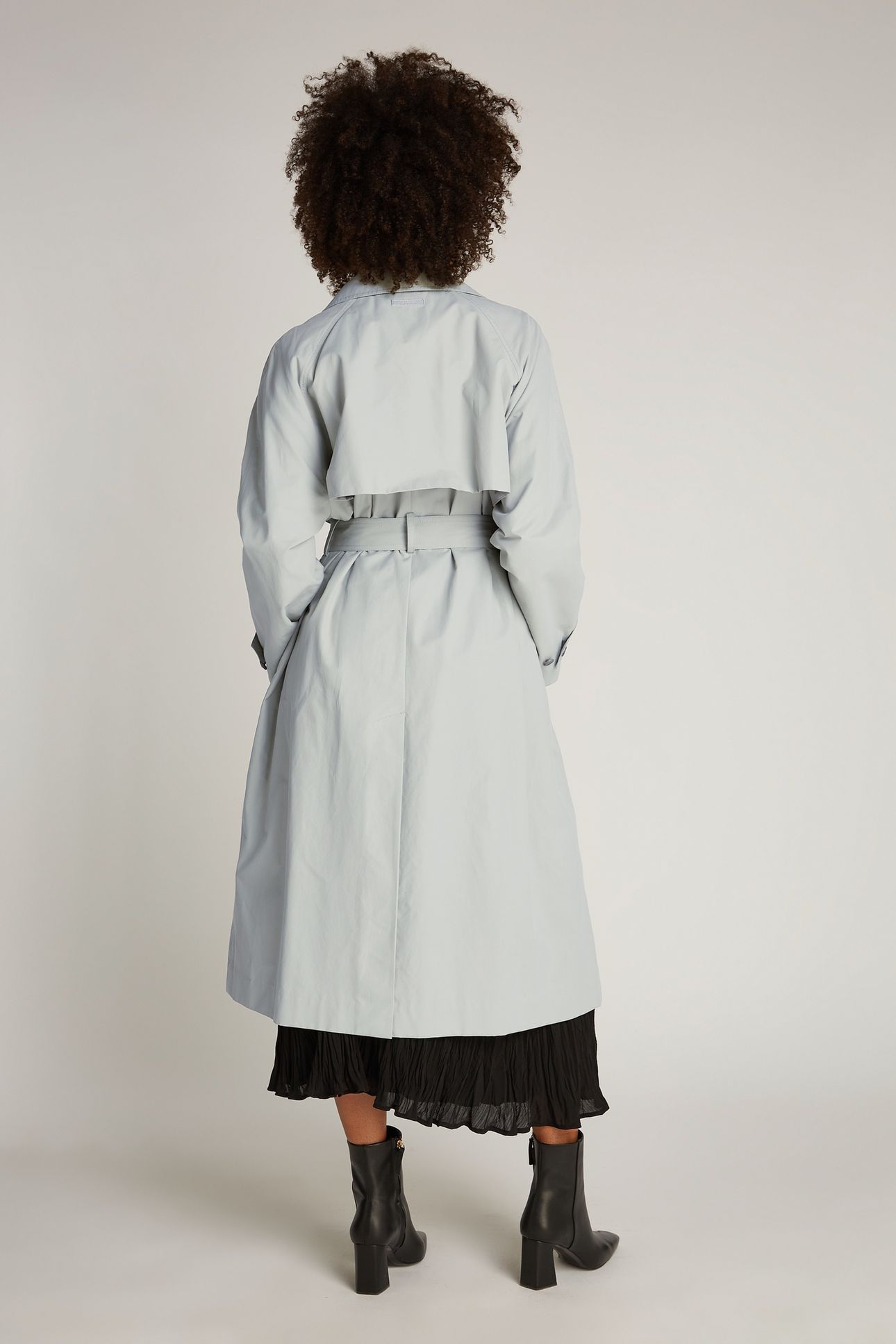 COTTON NYLON TRENCH COAT OCEAN MIST GREY 2