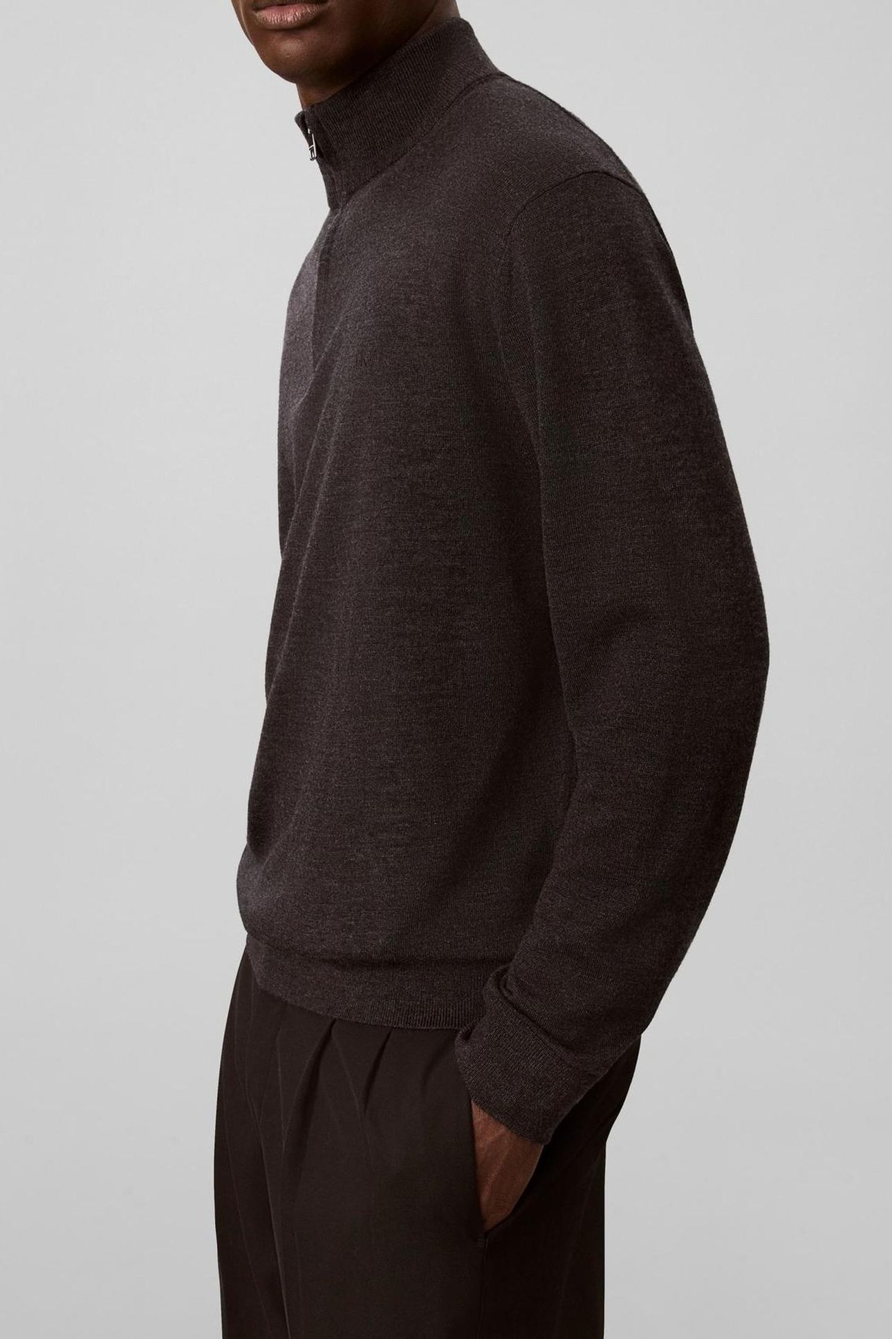 LS 100% MERINO QUARTER ZIP GUNMETAL HEATHER 6