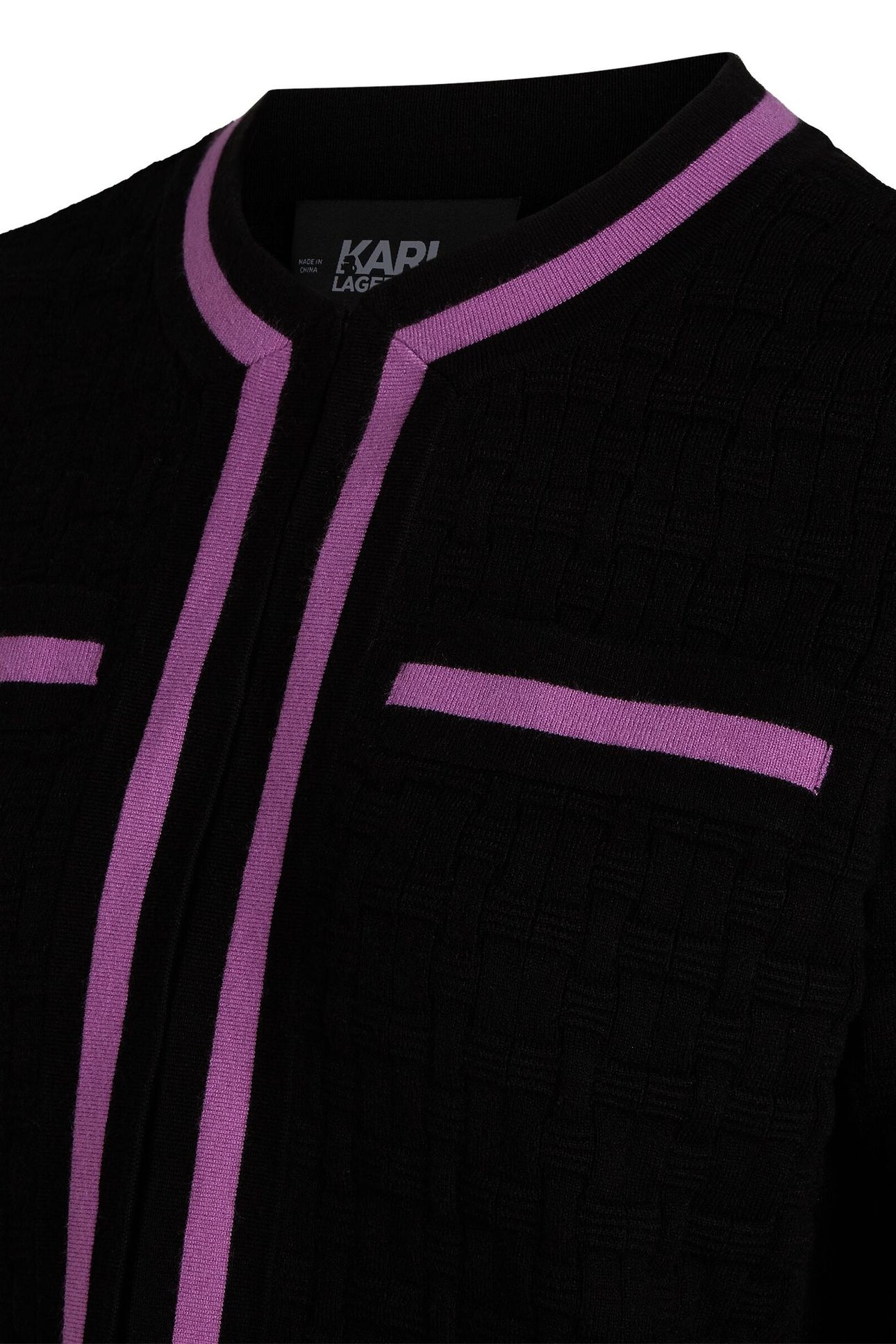 TEXTURED CLASSIC KNIT CARDIGAN BLACK/IRIS ORCHID 7