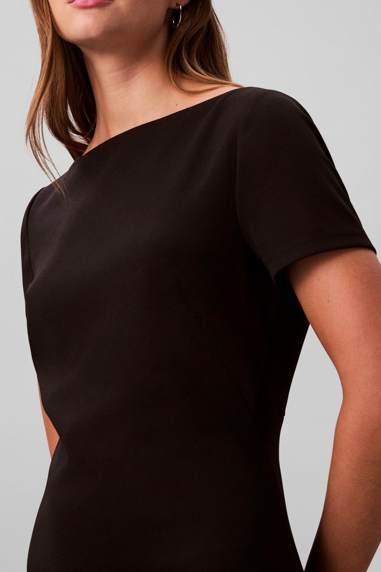 STRETCH CREPE BOAT DRESS BLACK 4