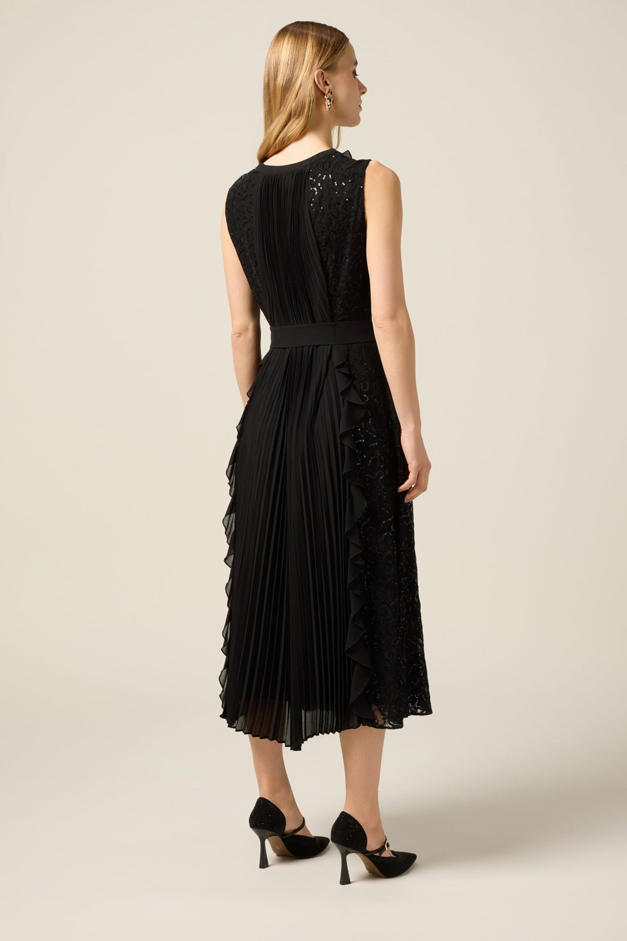 MIDI DRESS WITH RUFFLES AND SEQUINS BLACK 3