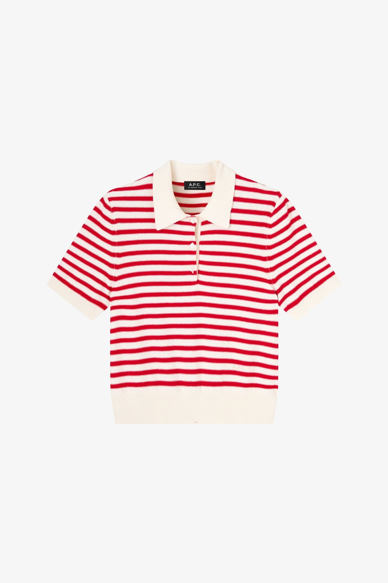 POLO SHORT SLEEVE ECRU/RED 4