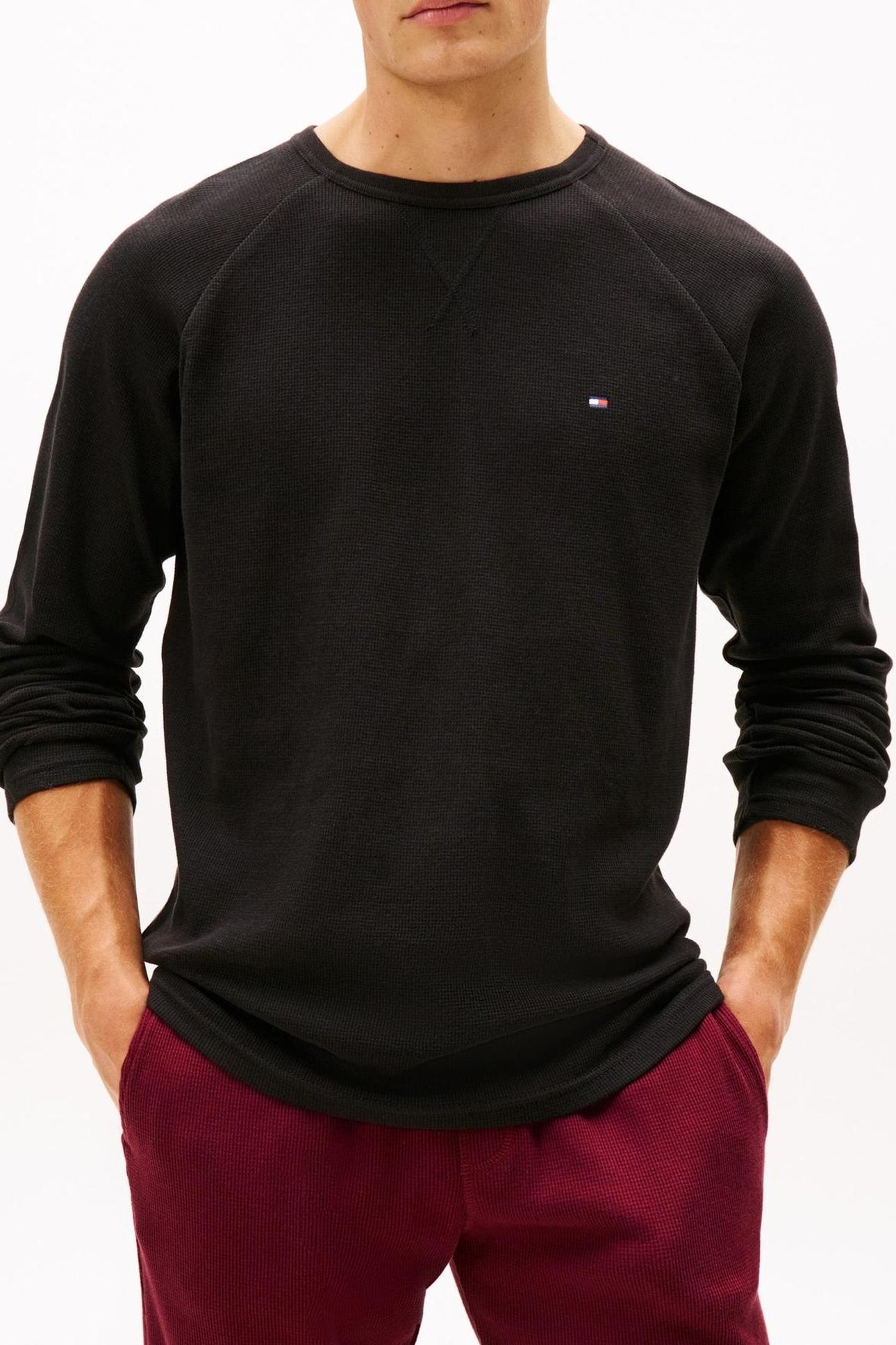 WAFFLE LOOSE TOP BLACK 1