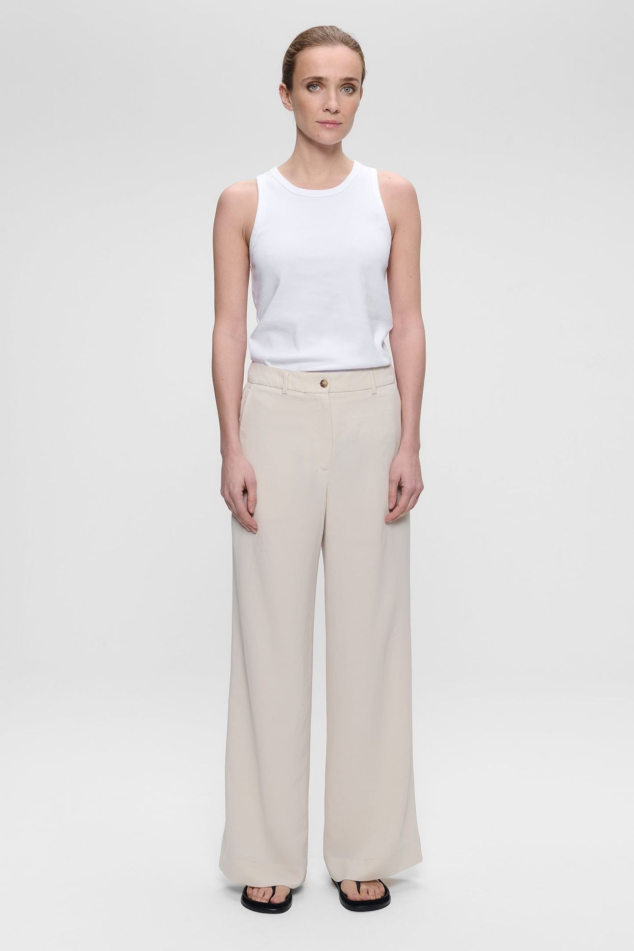 JAP CREPE MICKY WIDE LEG PANTS CHALK 1