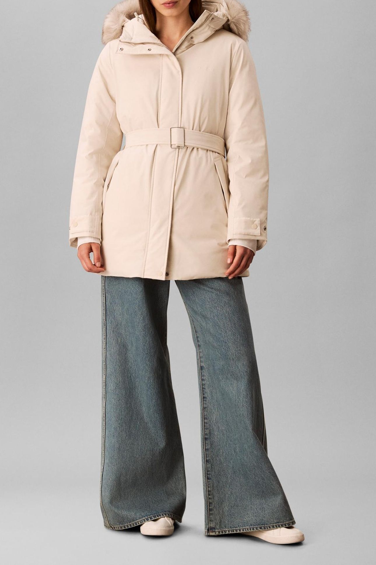 BELTED MATTE QUILTED COAT CHALK 1