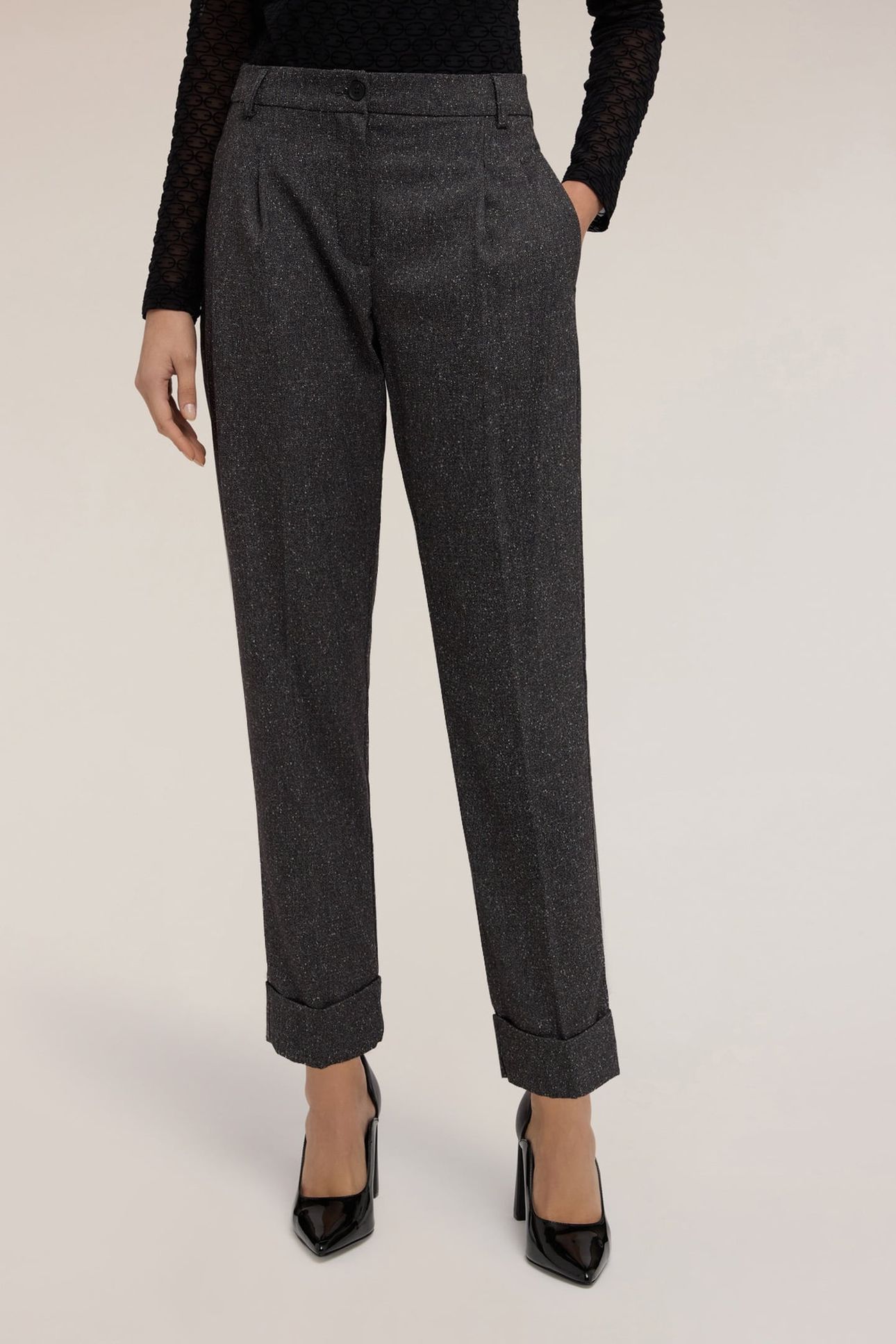 CUFFED TROUSERS IN YARN-DYED FABRIC GREY 1
