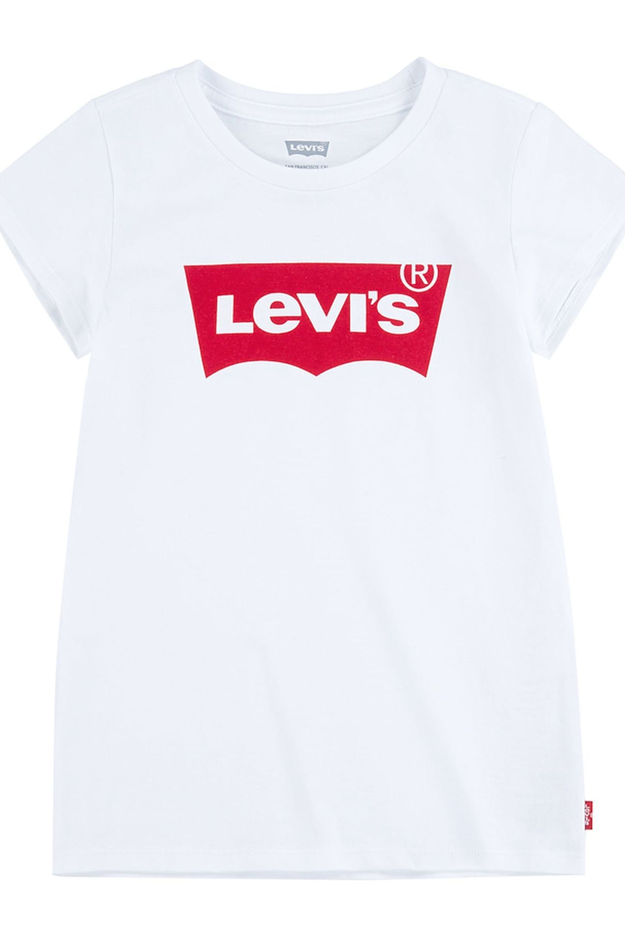 GIRLS S/S BATWING TEE RED/WHITE 1