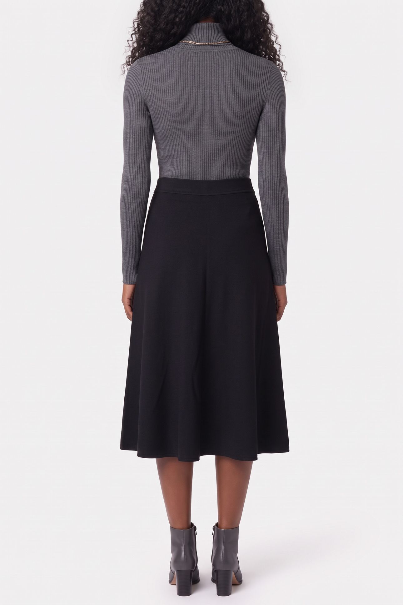 SKIRT MID LENGTH SOFT VISCOSE POLYAMIDE KNIT BLACK 2