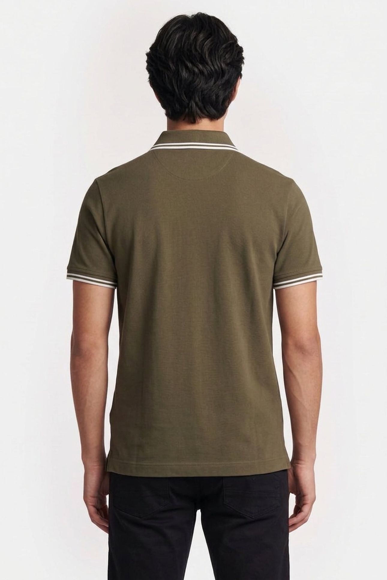 STRIPED COLLAR POLO S/S GREEN 2