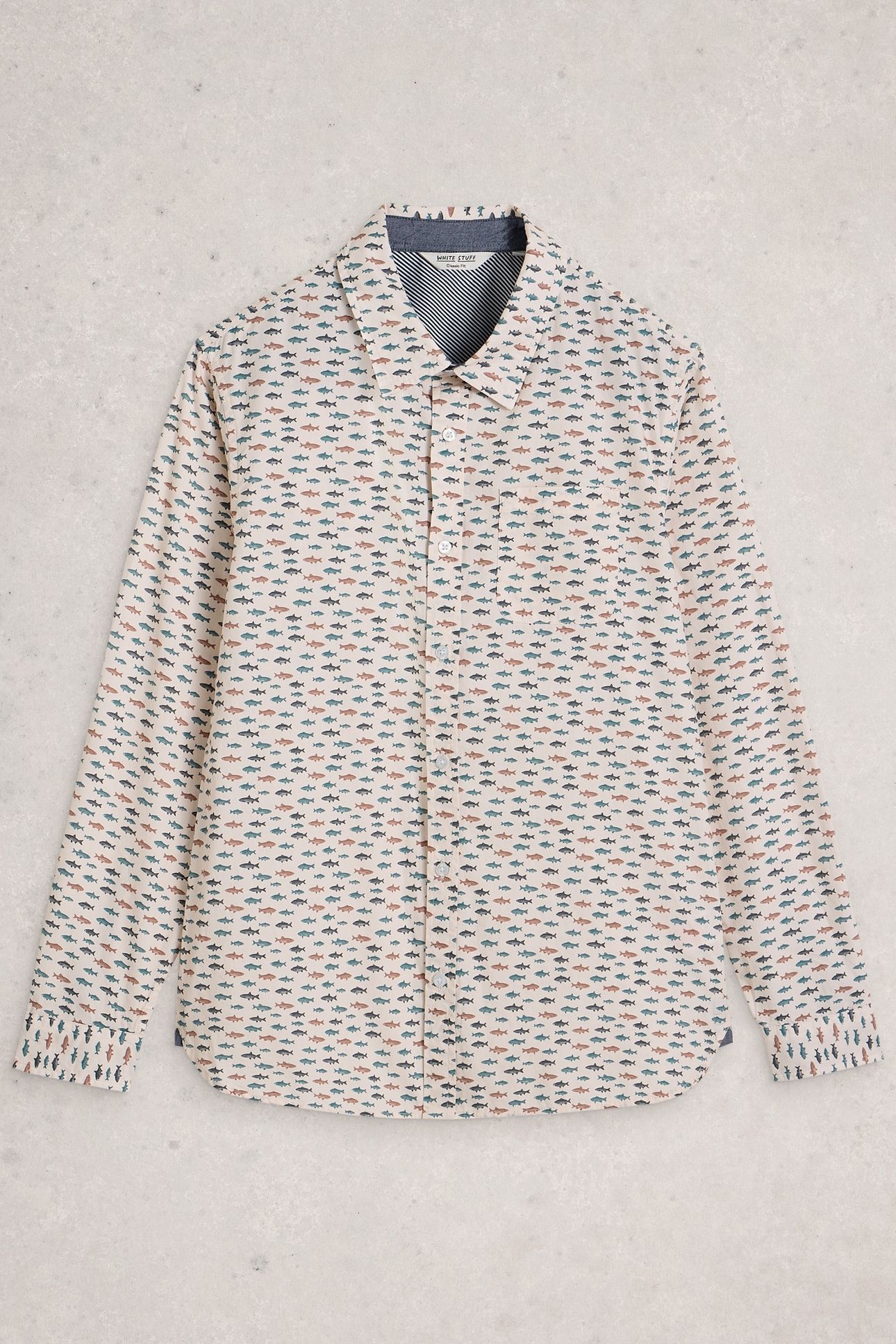 MULTI FISH PRINTED SHIRT WHITE PRINT 1