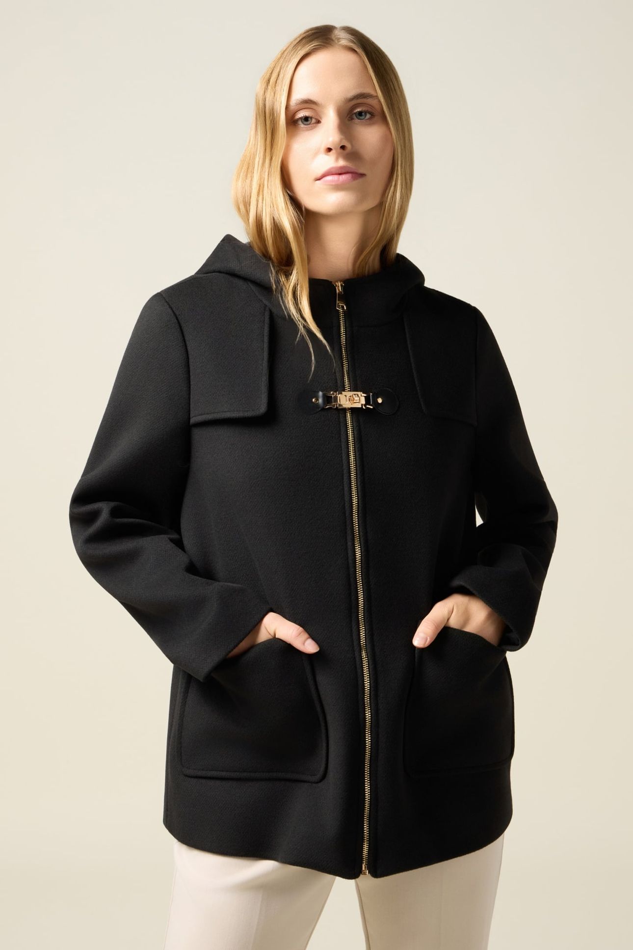 HOODED JACKET WITH BUCKLE BLACK 2