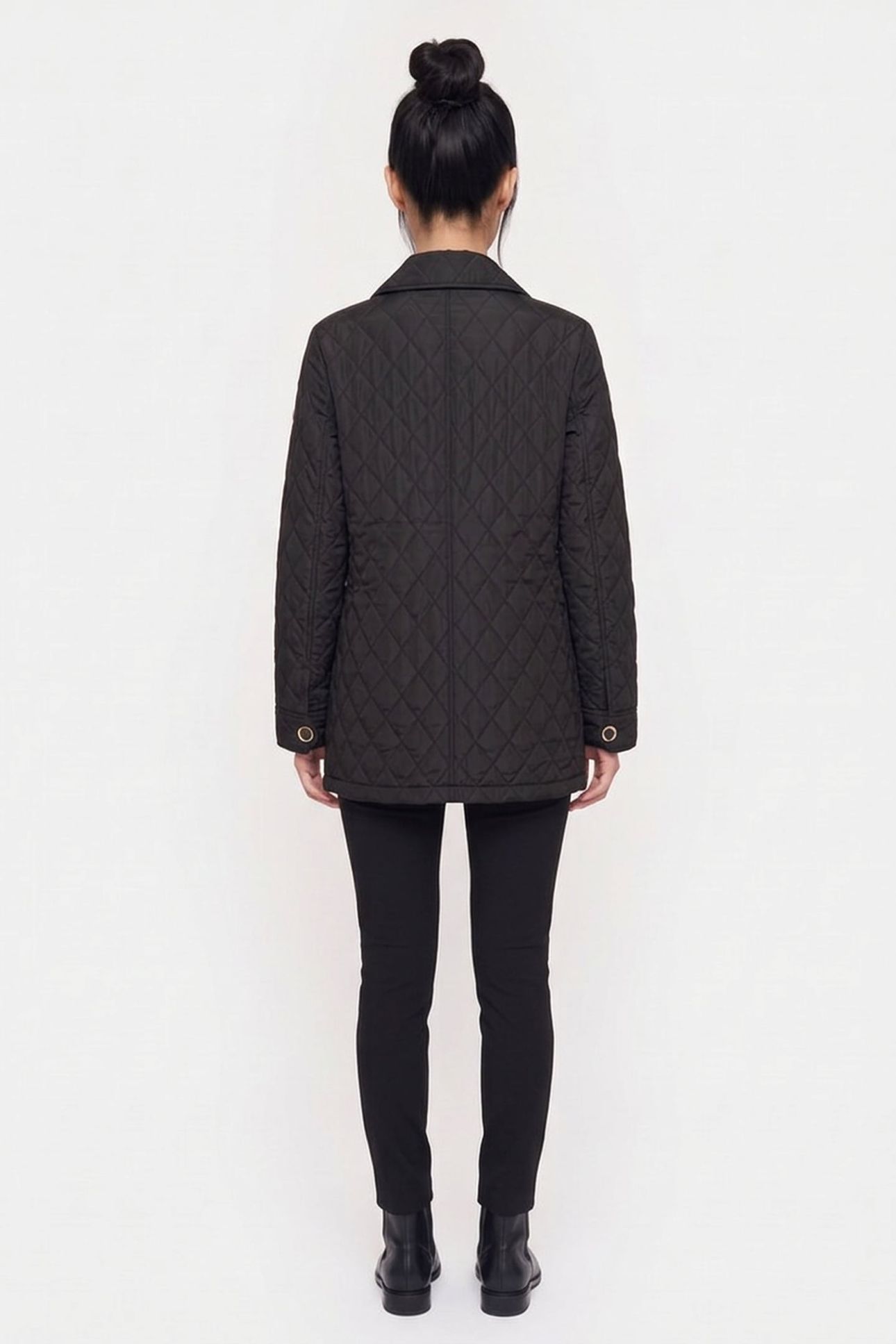 BUTTON UP QUILTED JACKET BLACK 2