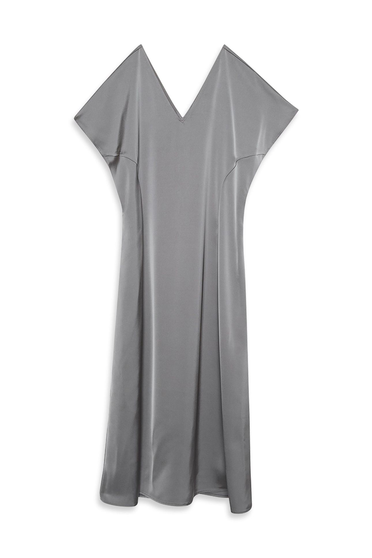MATTE SHINE SATIN DRESS PEWTER 4