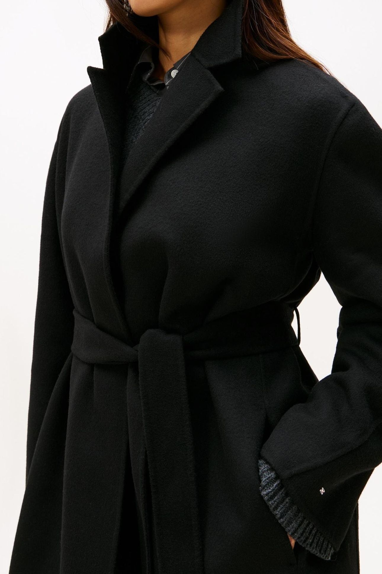 DF WOOL REG BELTED COAT BLACK 4