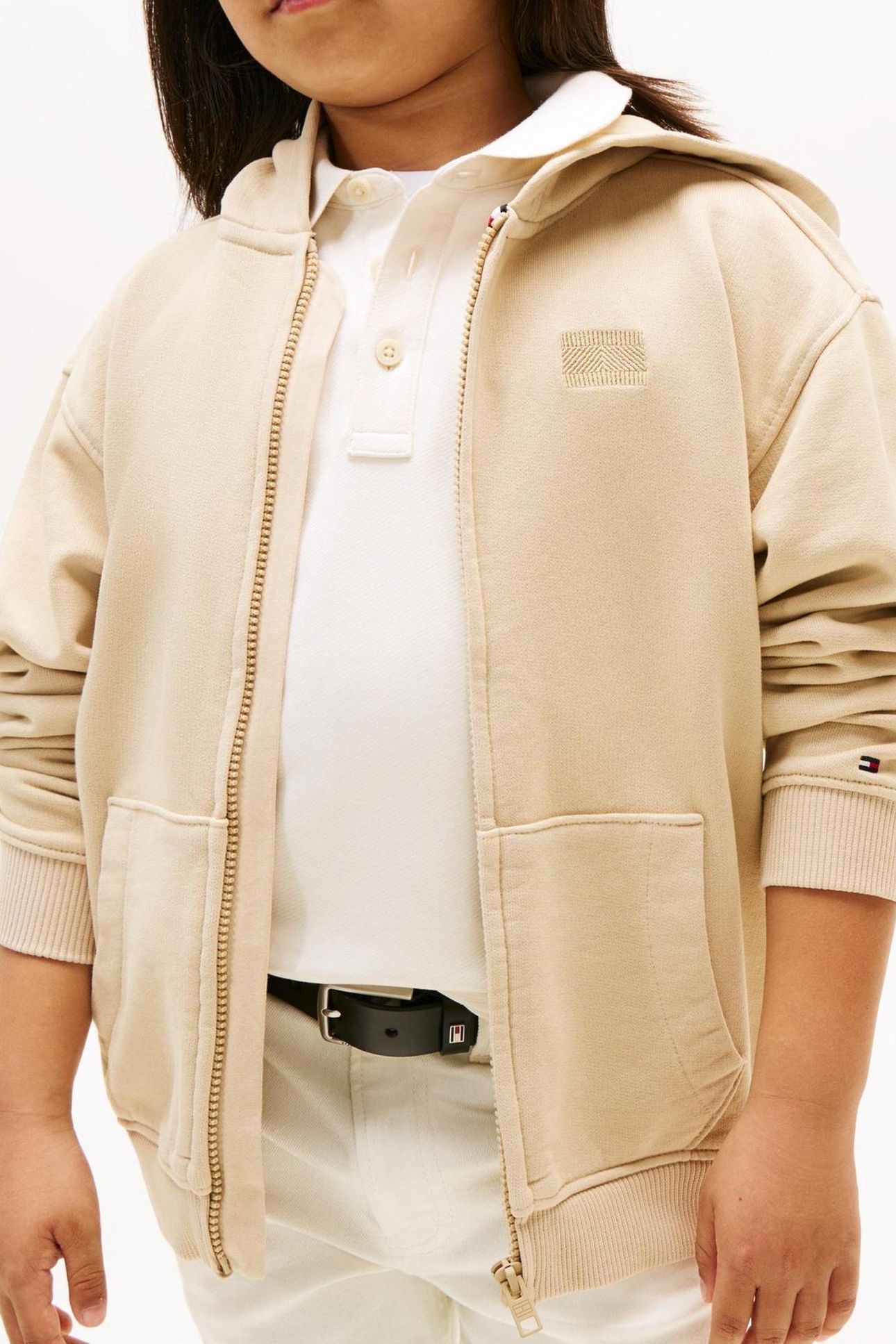 BOYS TONAL FLAG EMB ZIP GENTLE GOLD 1