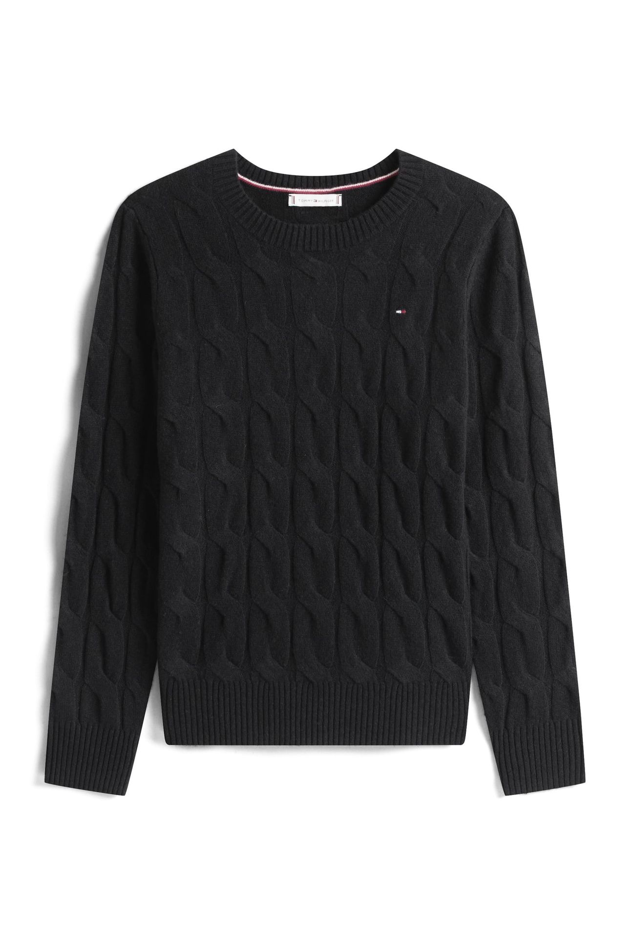 SOFT WOOL CABLE C-NECK BLACK 5