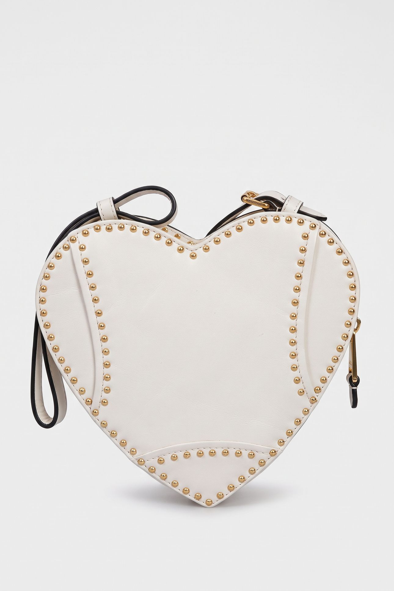 HEART BAG IN SHINY CALFSKIN WITH STUDS GREY 2