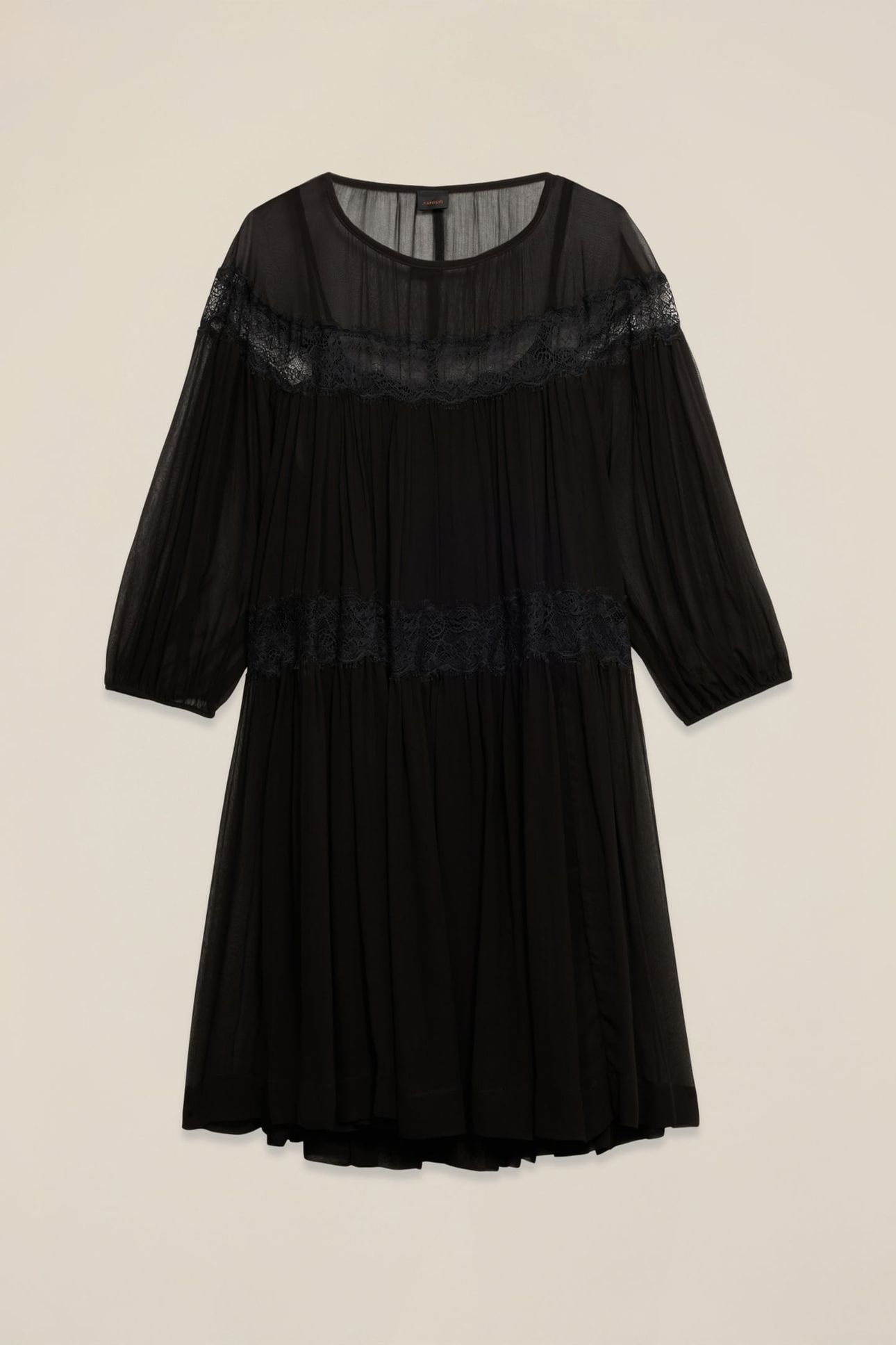 FLARE DRESS IN CREPON WITH LACE BLACK 4