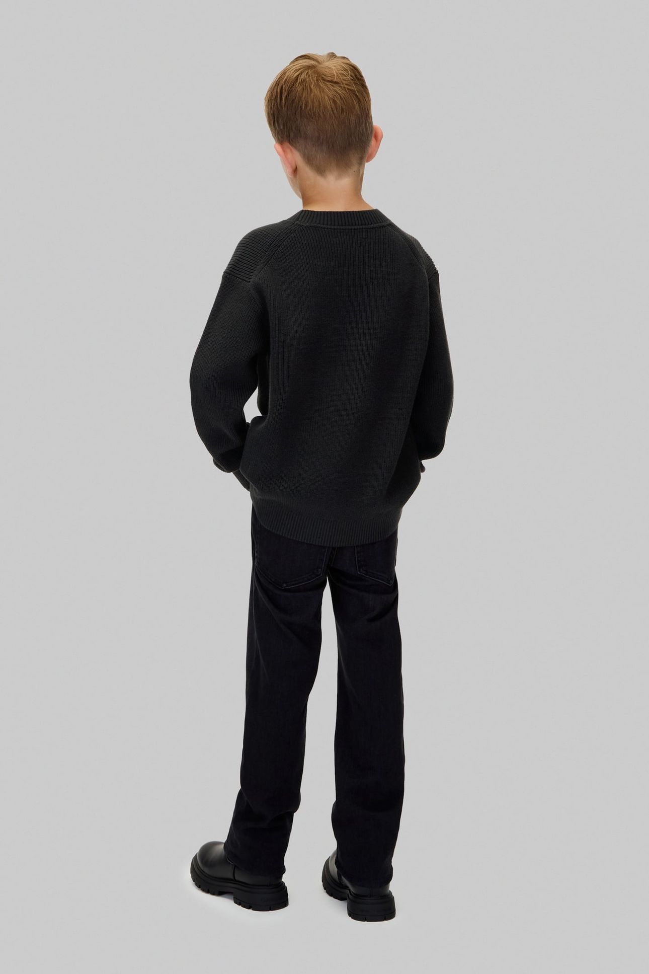 BOYS TOWELLING STITCH SWEATER BLACK 2
