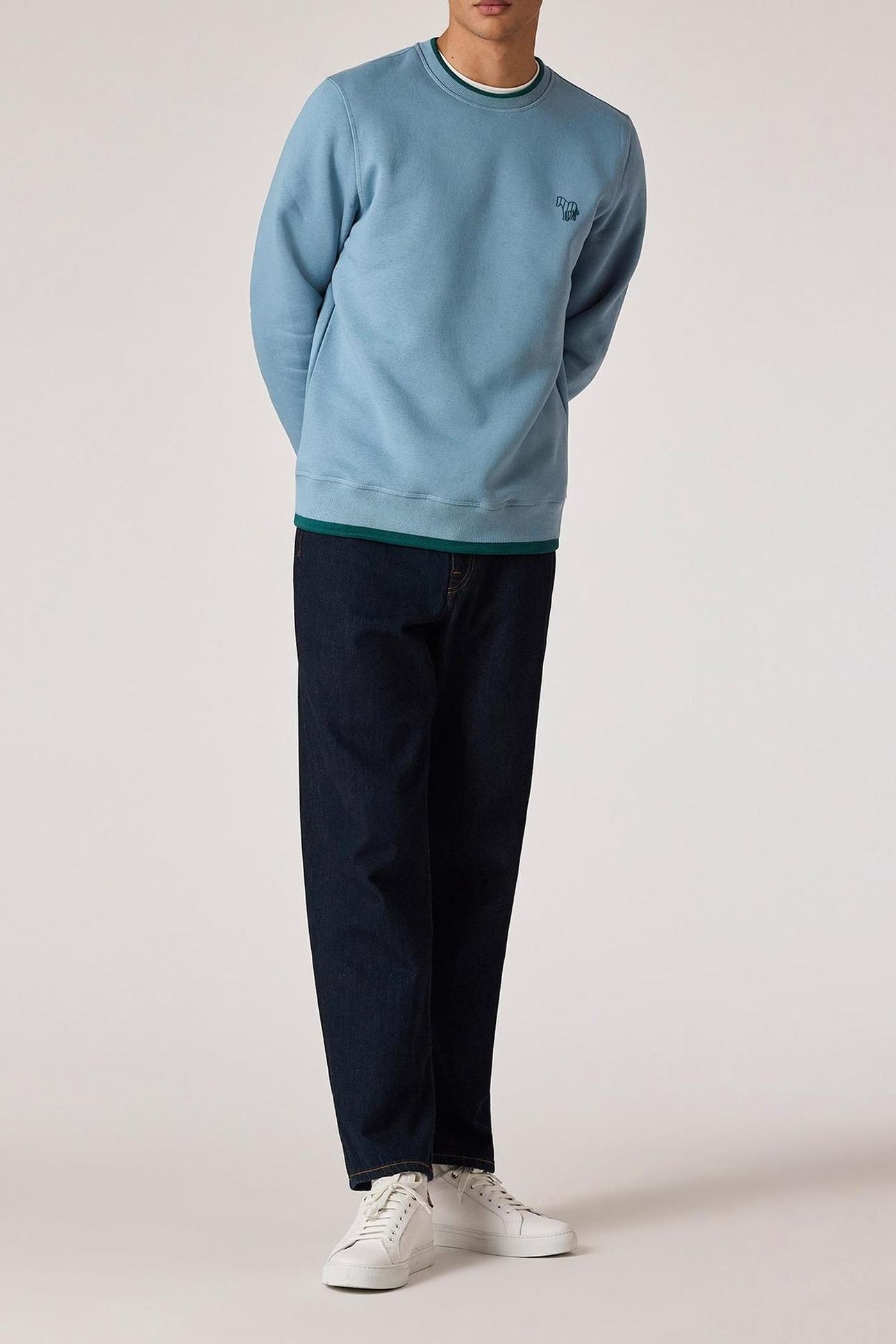 MENS REG FIT SWEATSHIRT ZEBRA MONO LIGHT BLUE 2
