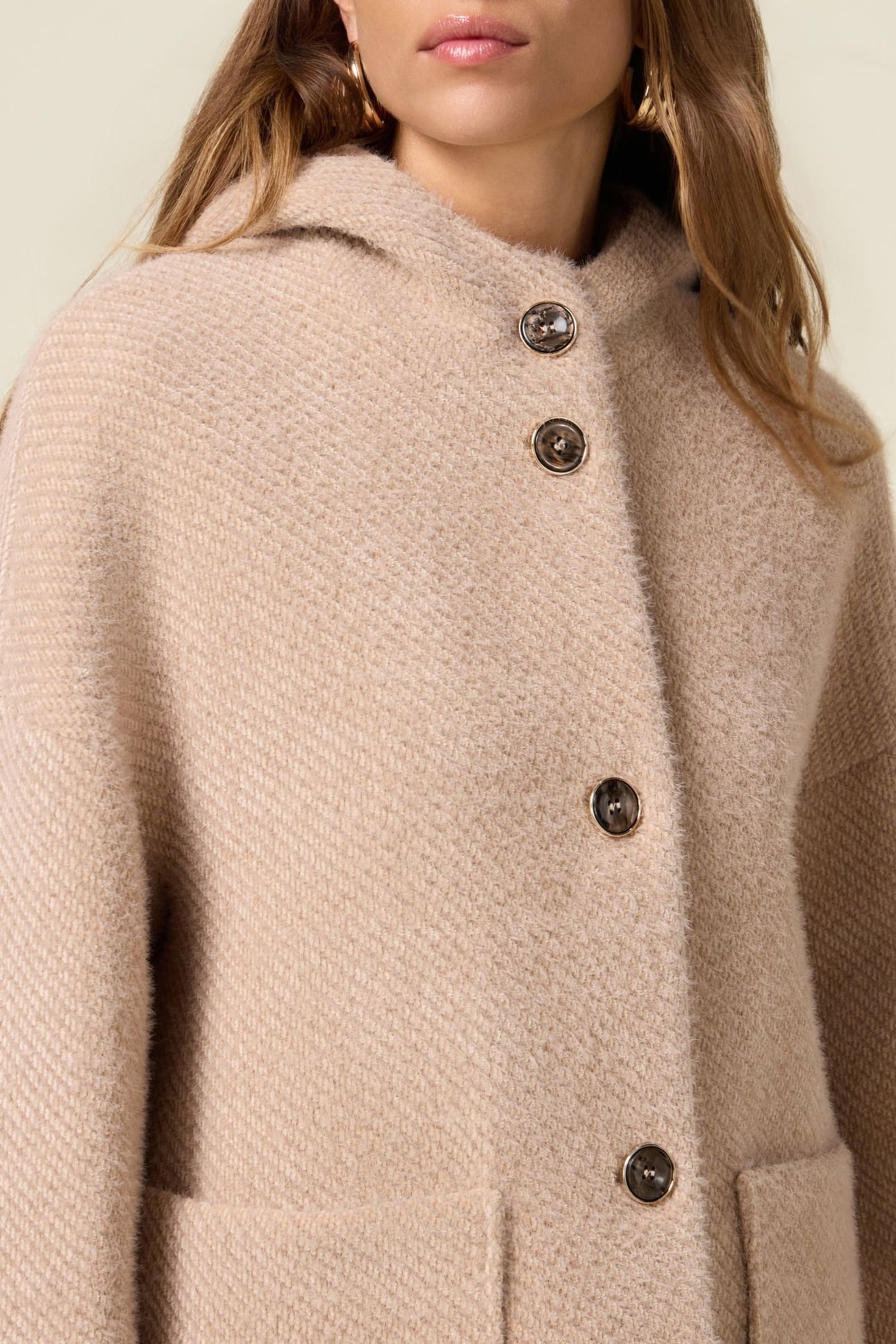 SHORT COAT IN KNITTED FABRIC BEIGE 4
