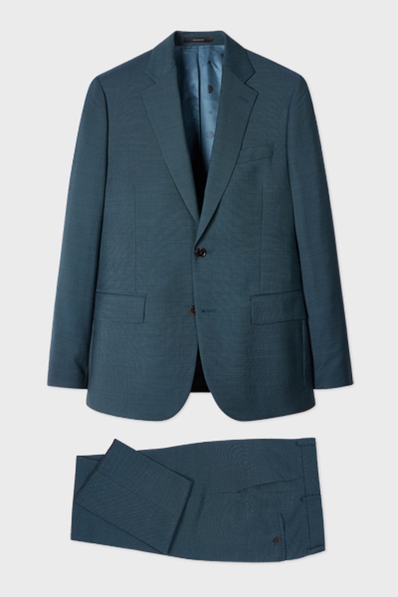 MENS TAILORED FIT 2 BUTTON SUIT PETROL GREEN 3