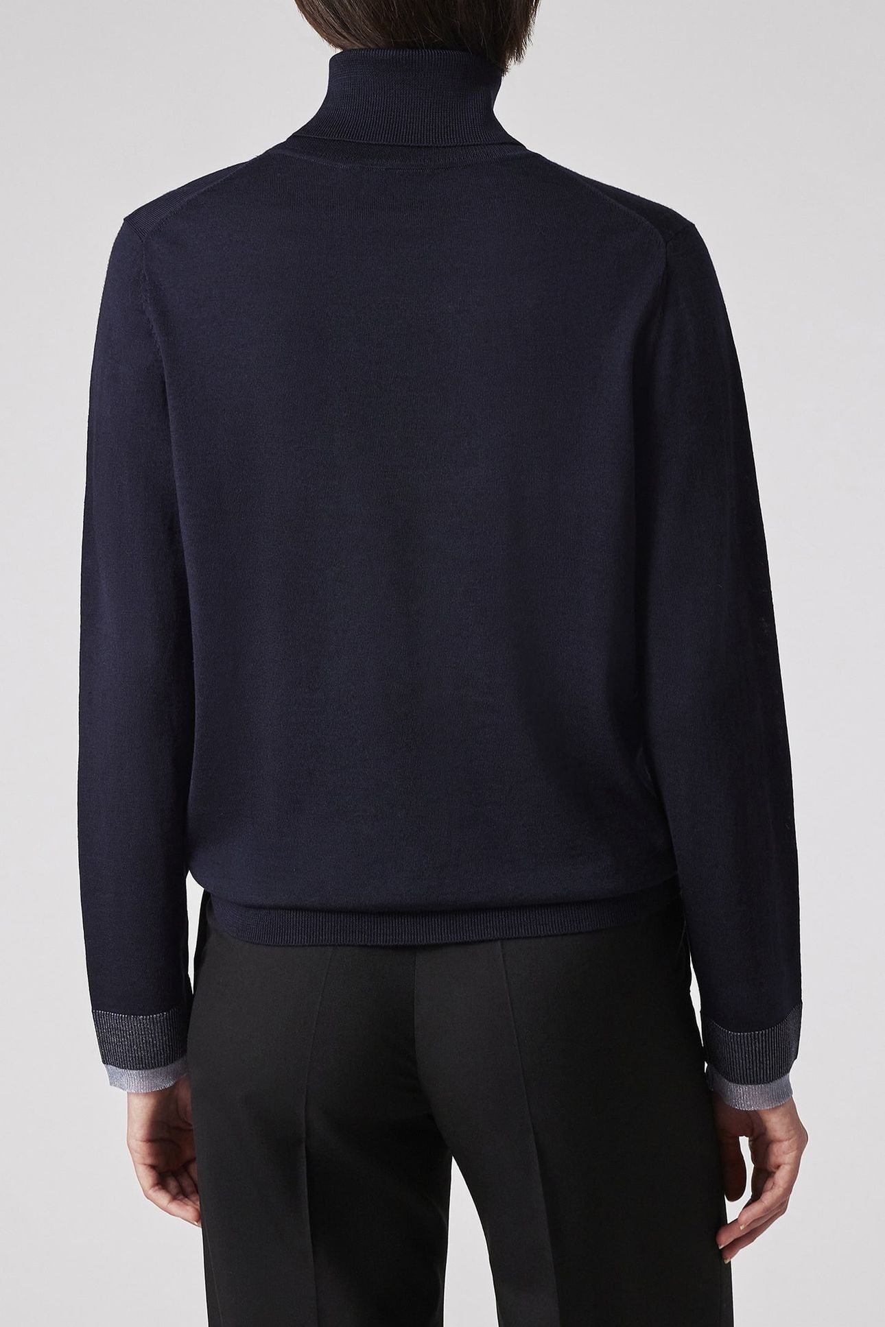 WOMENS KNITTED SWEATER ROLL NECK VERY DARK NAVY 3