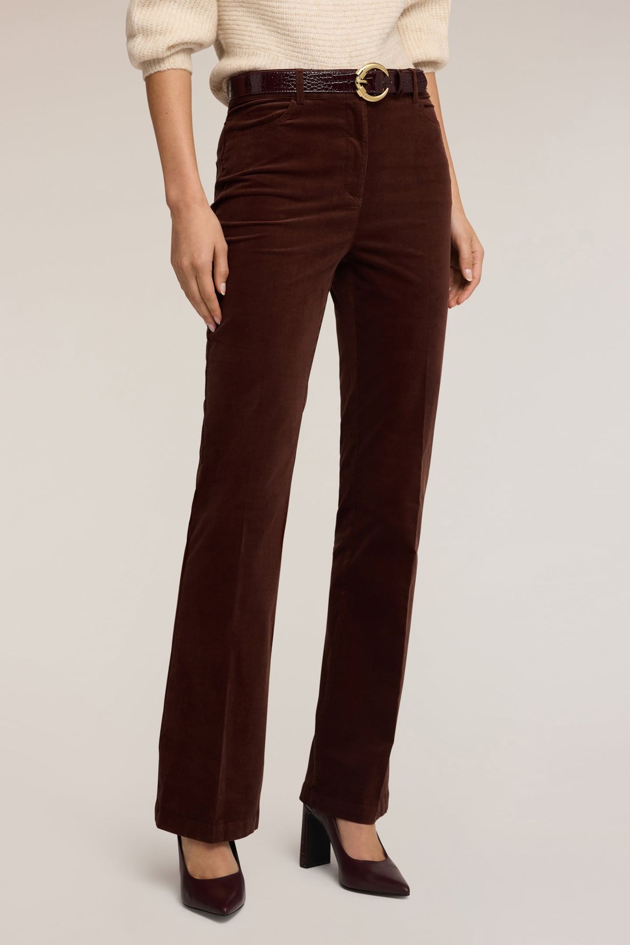 CORDUROY FLARE PANTS BROWN 1