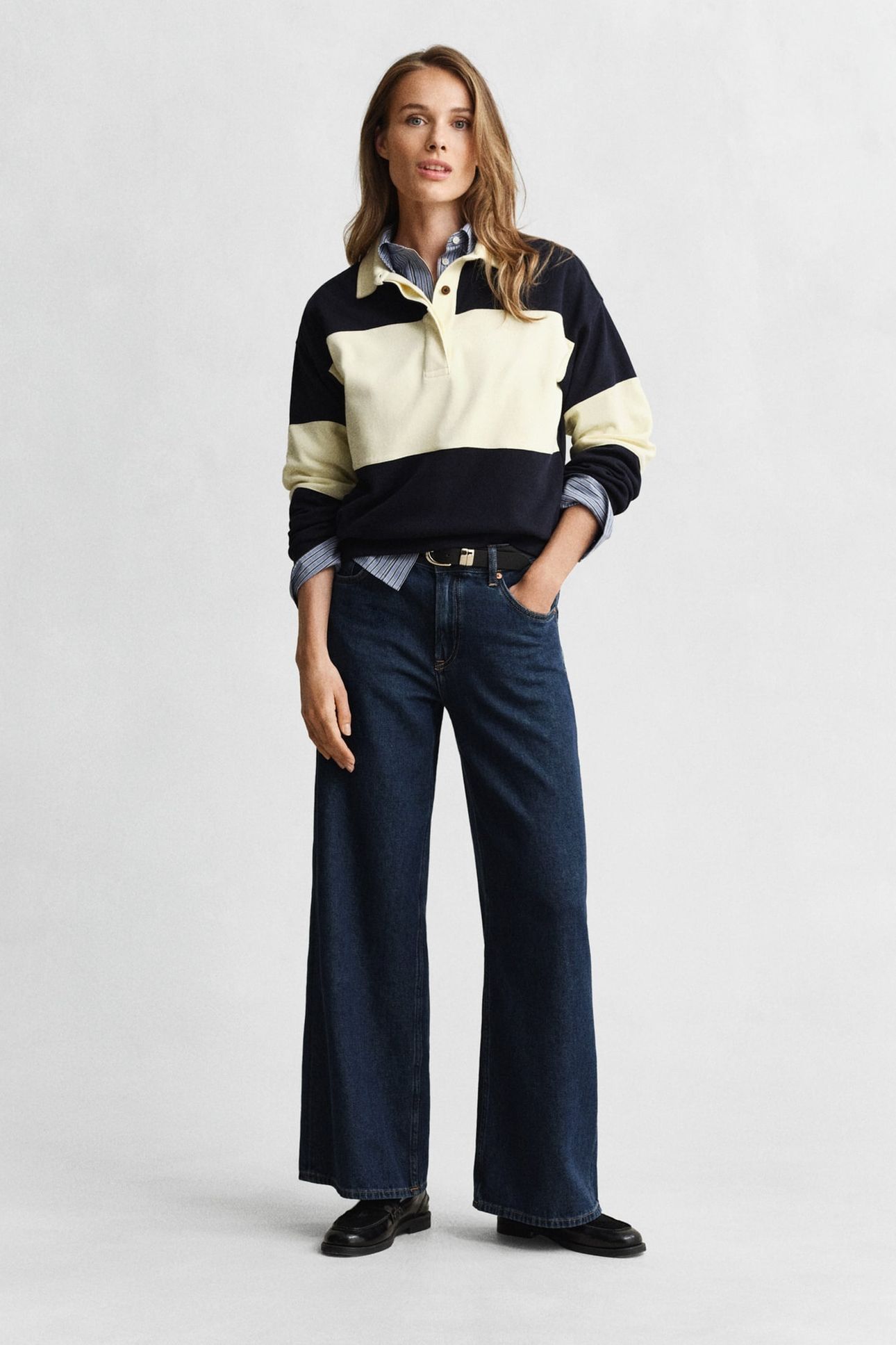 PIQUE TEXTURE COLOR BLOCK RUGGER EVENING BLUE 3