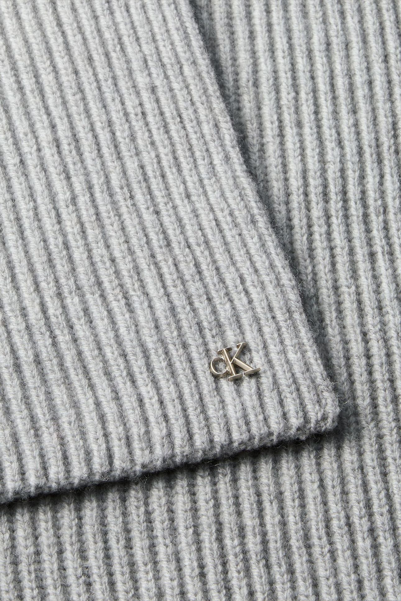 CK METAL WOOL RIB SCARF LIGHT GREY HEATHER 3