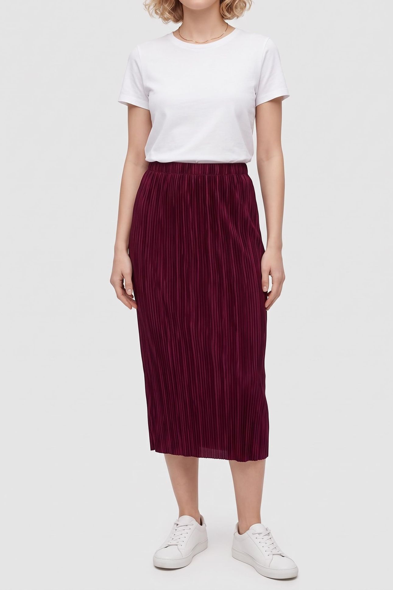 PLISSE MIDI SKIRT BERRY GLAZE 1
