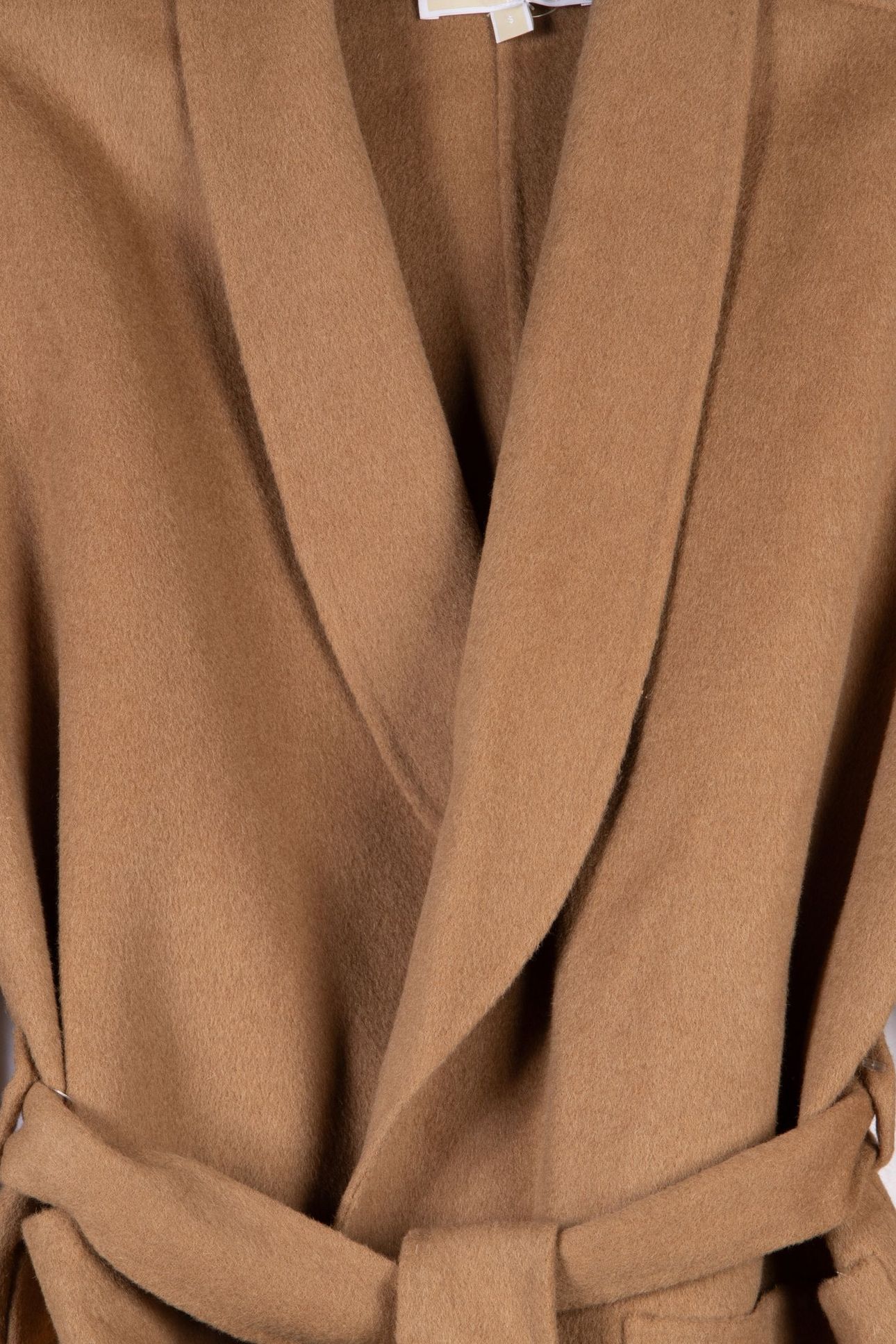 WOOL BLEND WRAP COAT DARK CAMEL 4