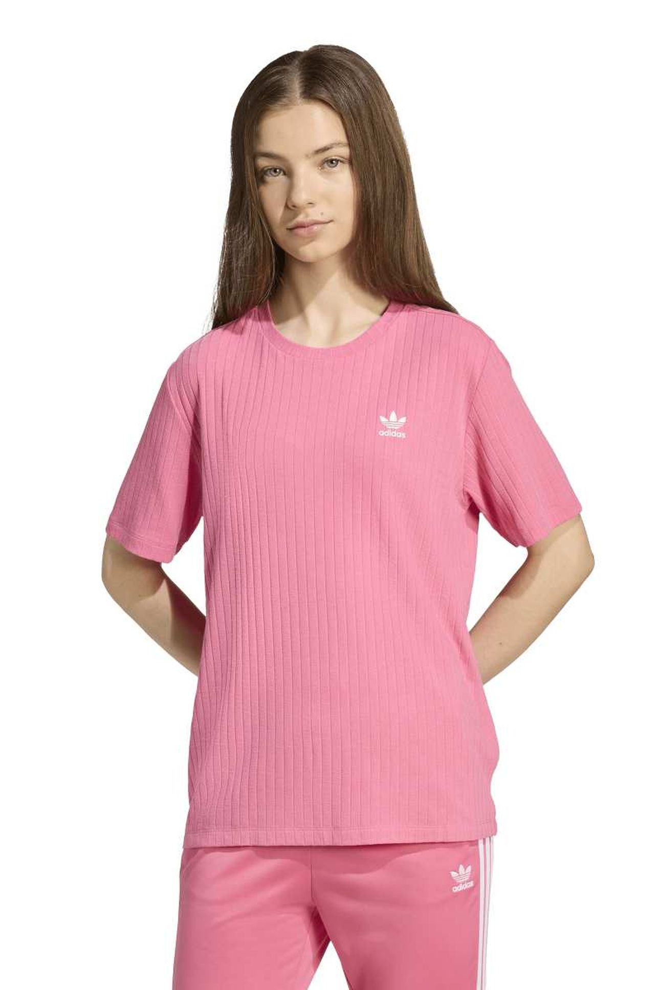JUNIOR WIDE RIB TEE PINK FUSION 1