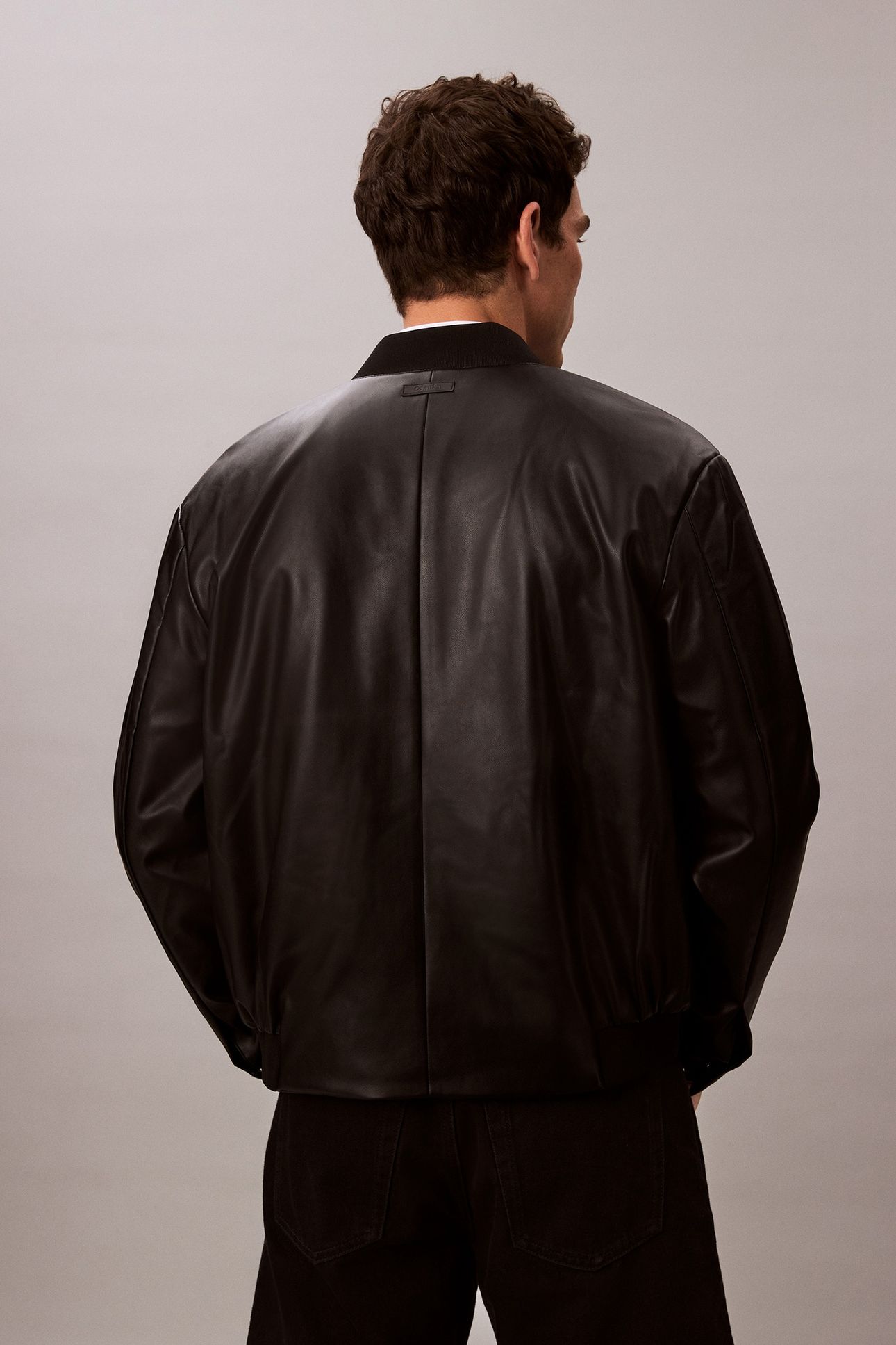 LS FAUX LEATHER BOMBER BLACK 2