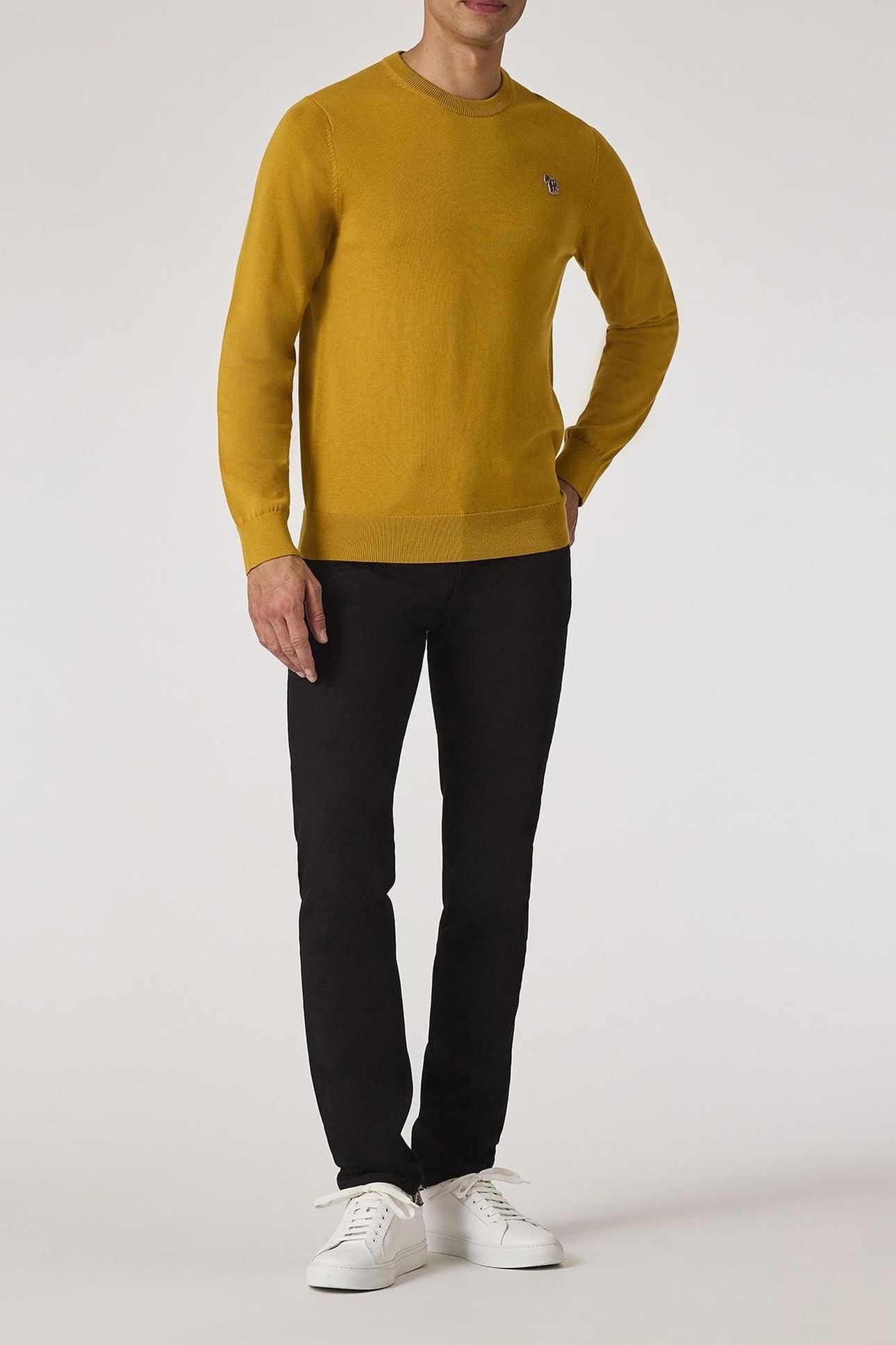 MENS SWEATER CREW NECK ZEB BAD OCHRE YELLOW 2