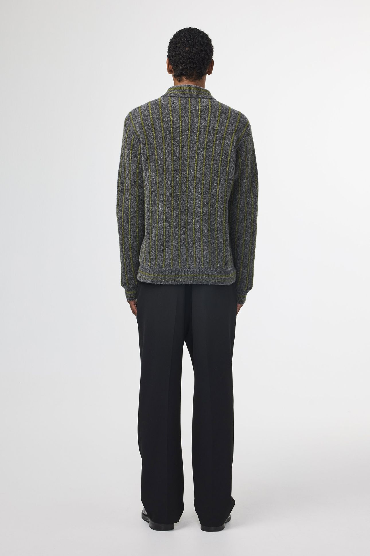 DARREN POLO CARDIGAN 6683 MEDIUM GREY MEL 2