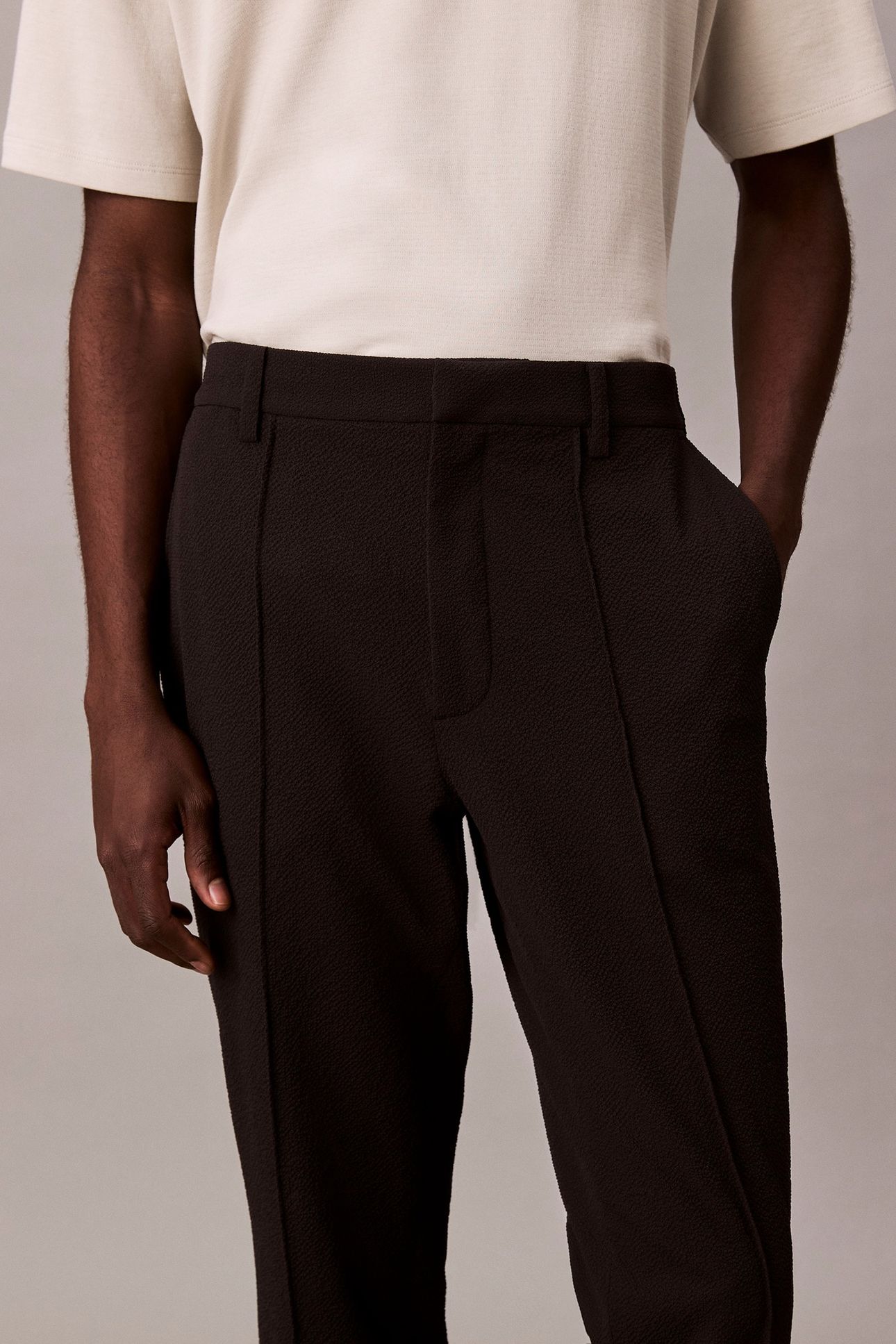 SEERSUCKER PULL ON PANTS BLACK 5