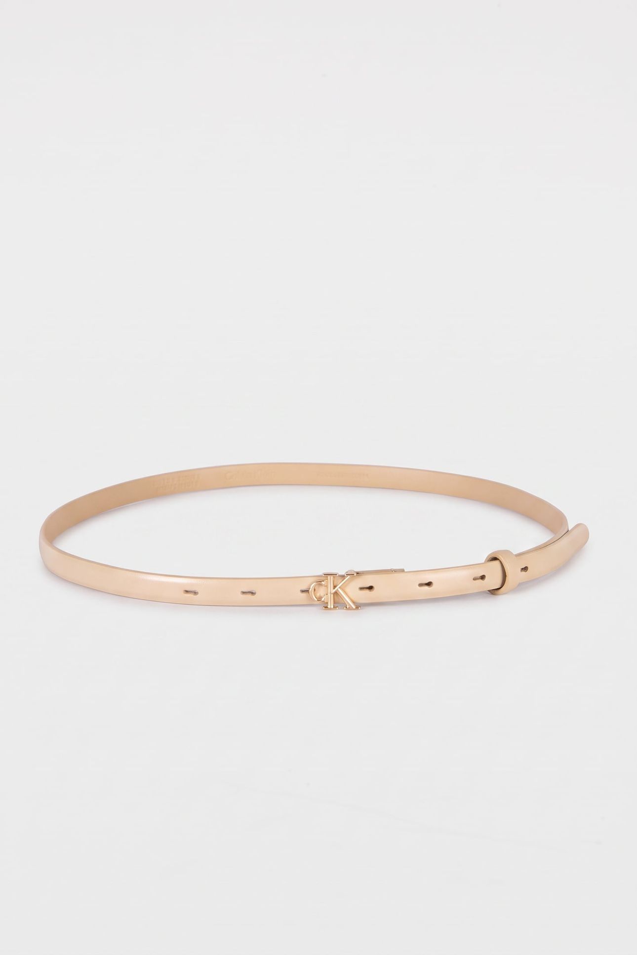 ROUND CK BUCKLE SMOOTH BELT NEUTRAL BEIGE 2