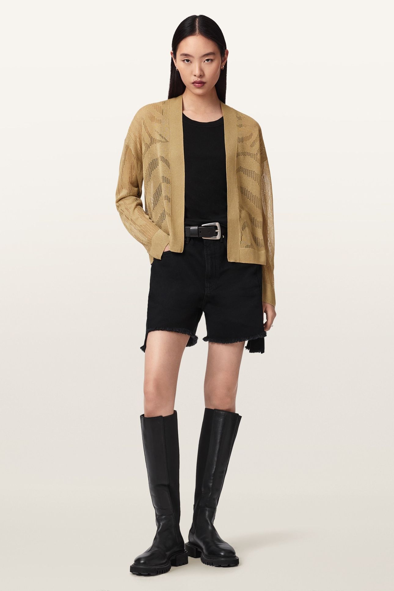 MISHA CROP CARDIGAN SAND GOLD 5
