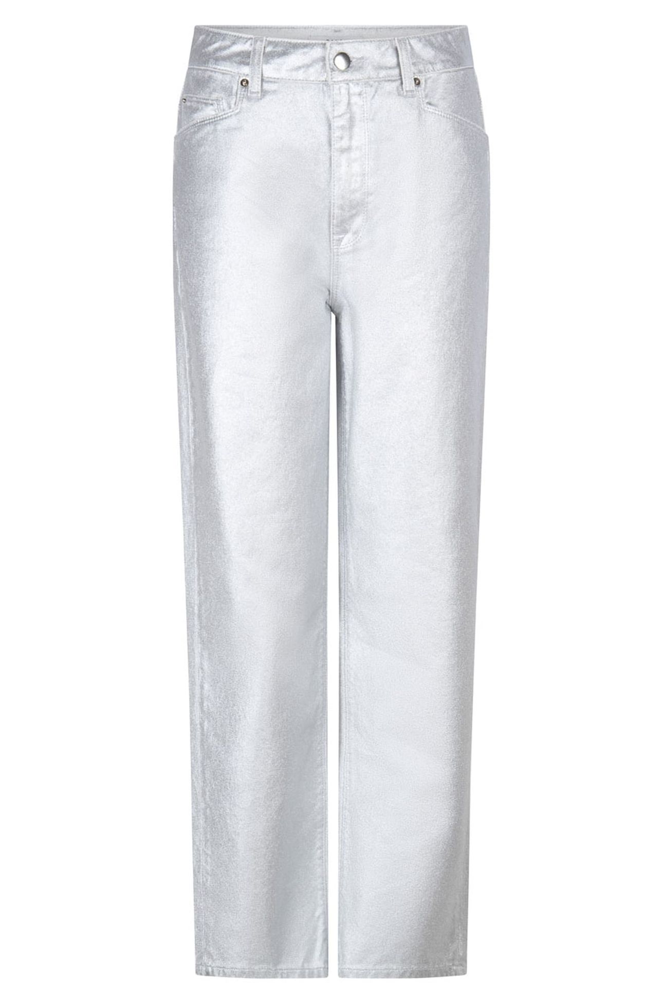 AXELLE STRAIGHT METALLIC CROP JEANS SILVER-PLATED 3