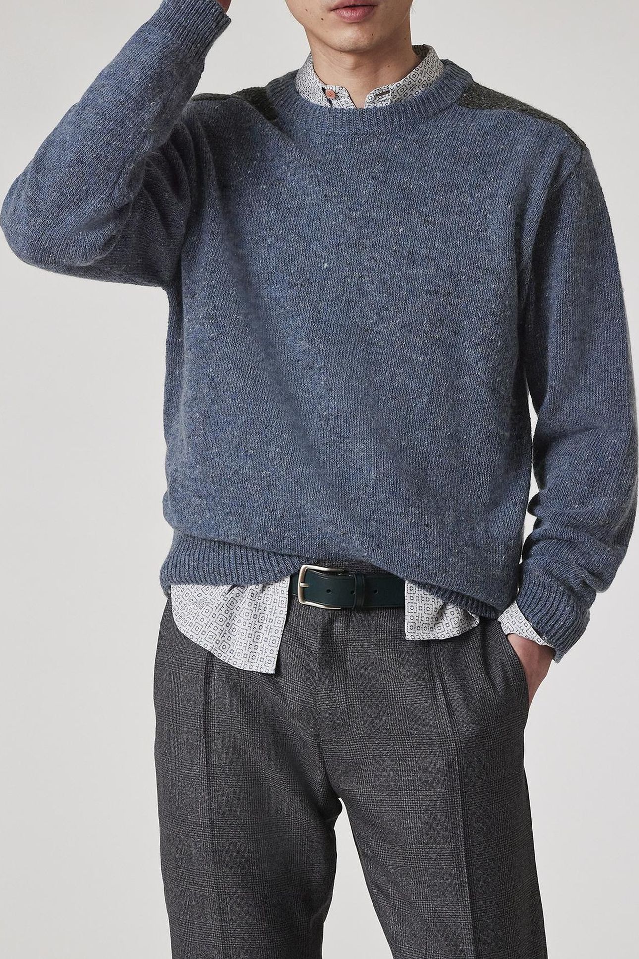 MENS SWEATER CREW NECK GREYISH BLUE 4