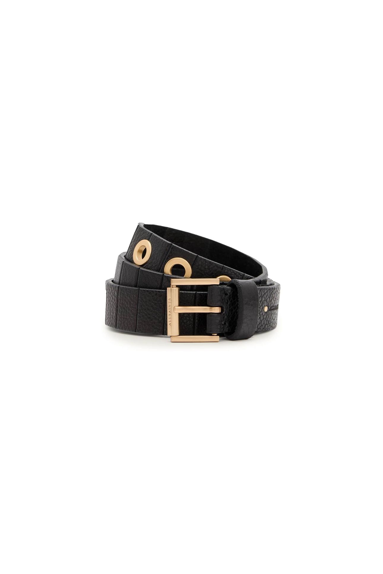 KYLIN SKINNY BELT BLACK/WARM BRASS 1