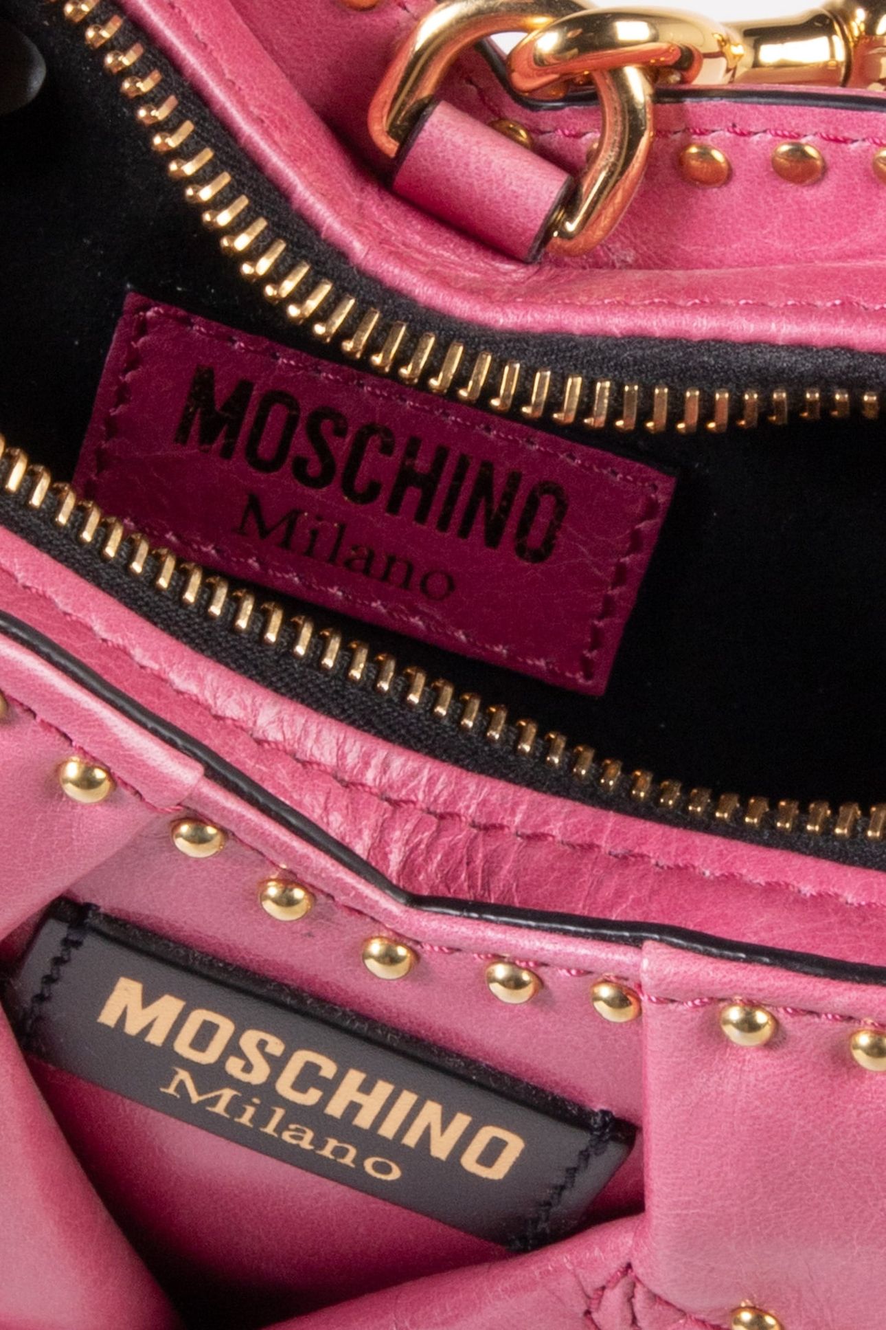 HEART BAG IN SHINY CALFSKIN WITH STUDS PINK 3